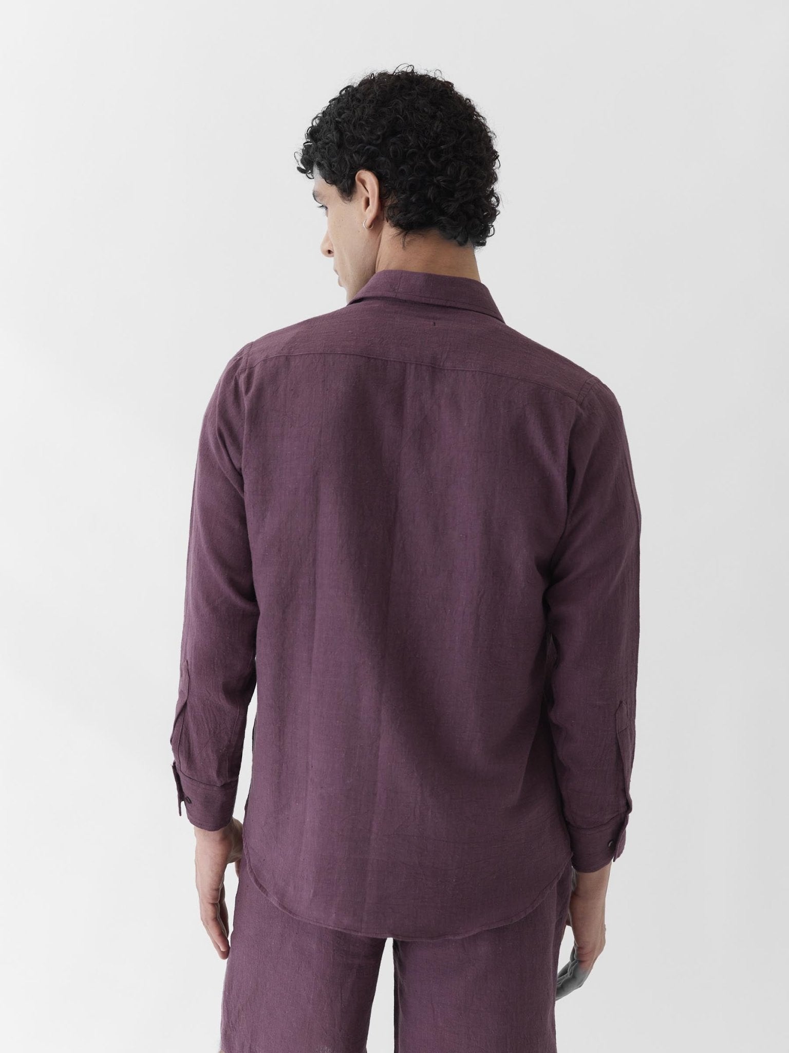 Men's Pocket Collar Shirt - Aubergine Purple - CiceroniMen ShirtsMareen