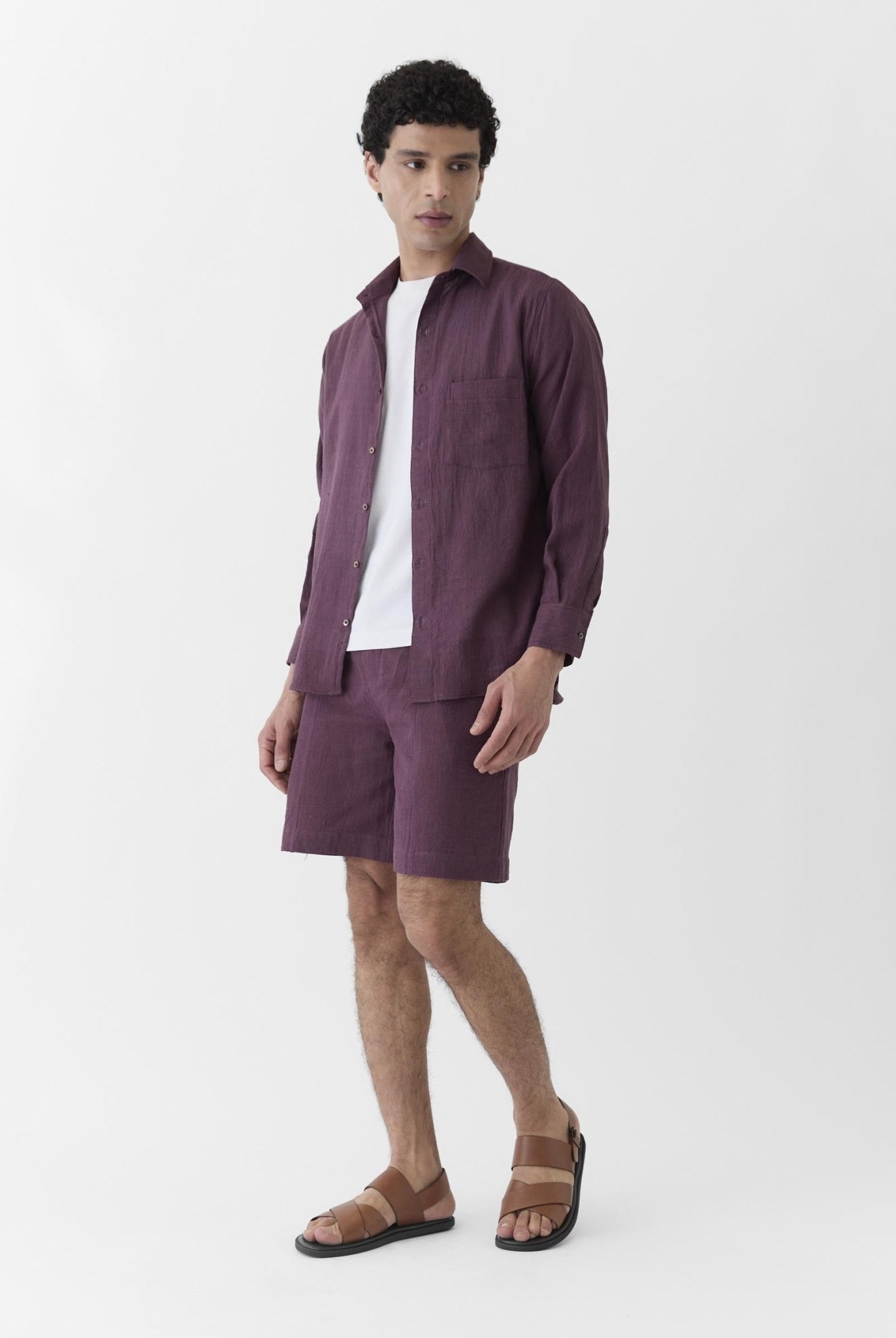 Men's Pocket Collar Shirt - Aubergine Purple - CiceroniMen ShirtsMareen