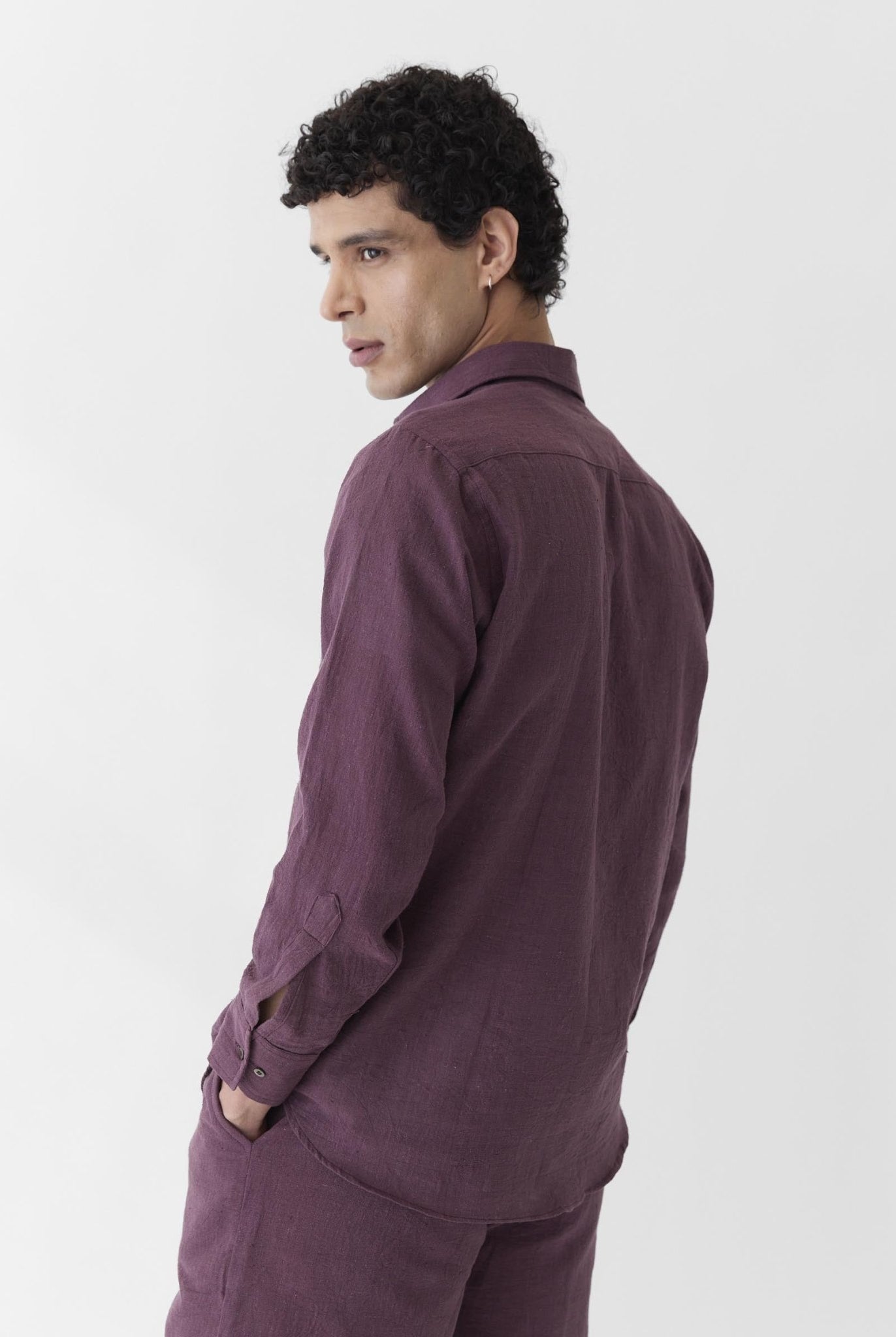 Men's Pocket Collar Shirt - Aubergine Purple - CiceroniMen ShirtsMareen