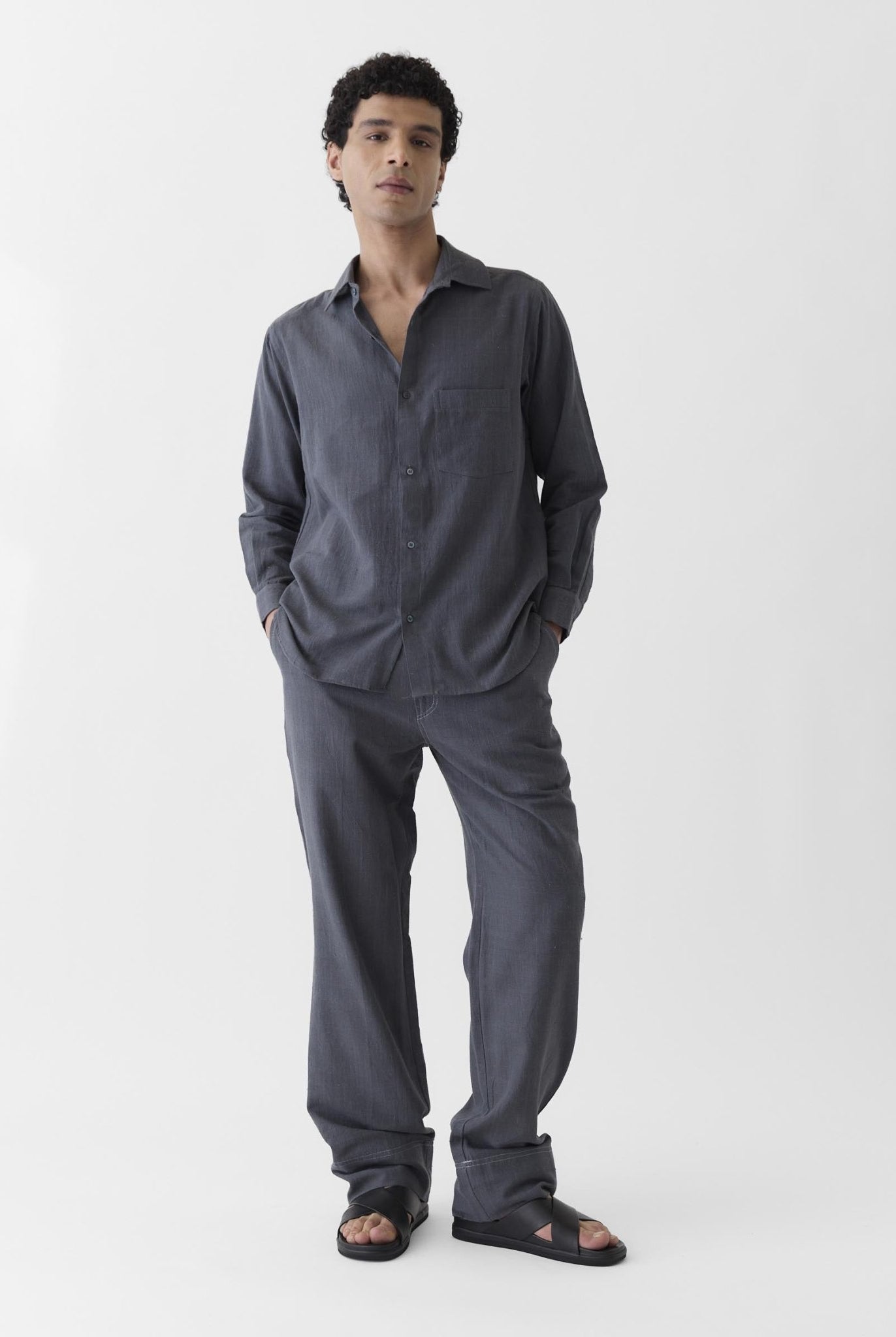 Men's Pocket Collar Shirt - Graphite Gray - CiceroniMen ShirtsMareen