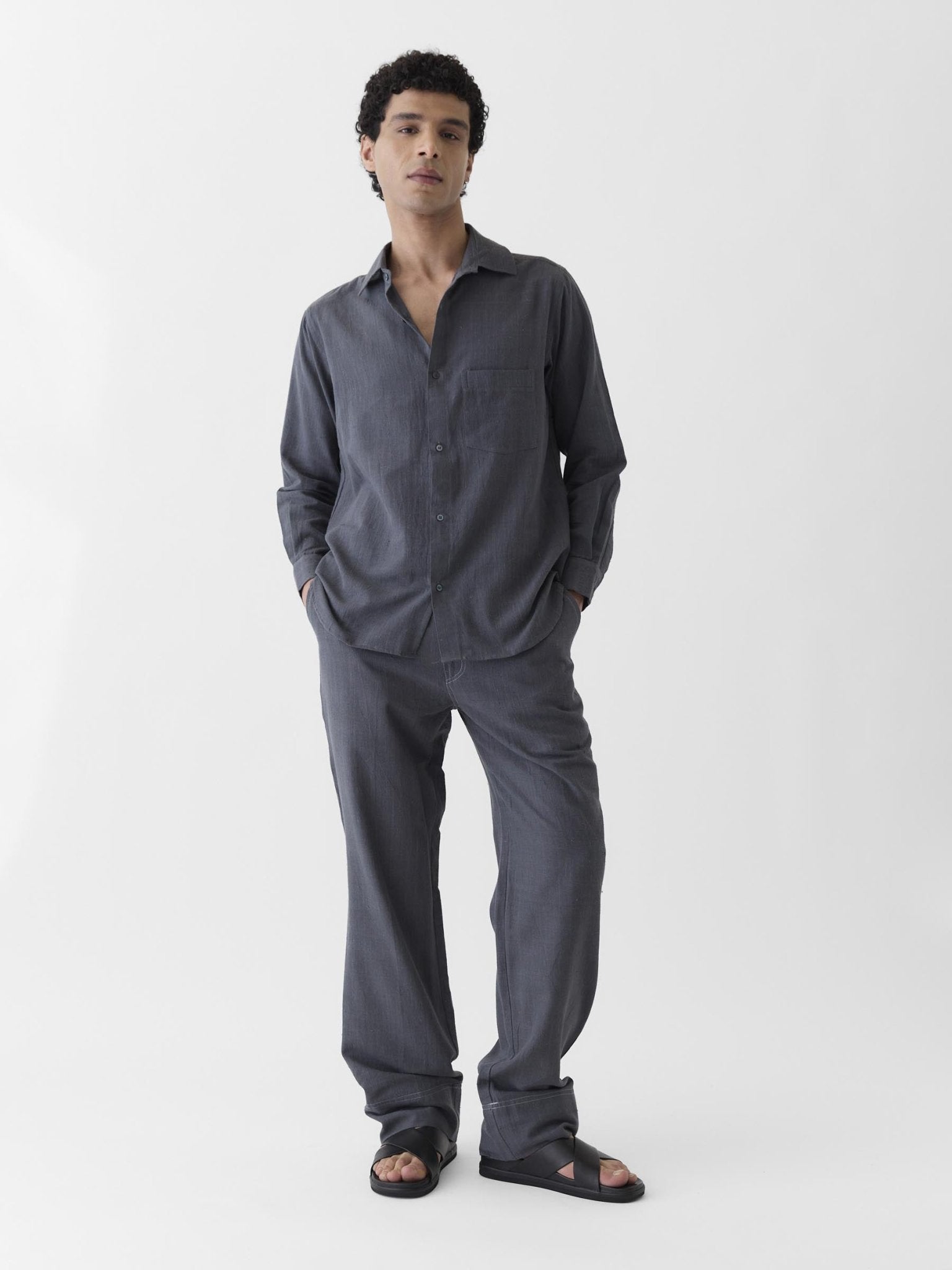 Men's Pocket Collar Shirt - Graphite Gray - CiceroniMen ShirtsMareen