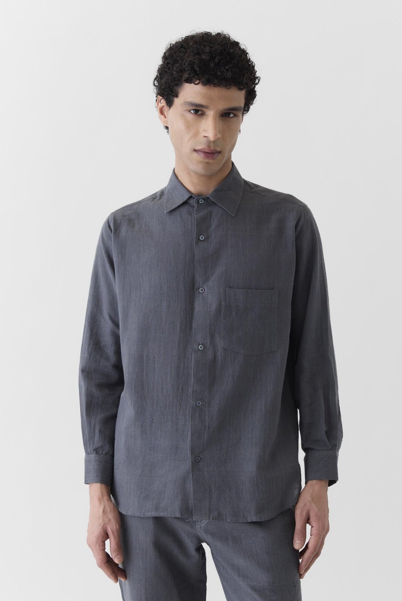 Men's Pocket Collar Shirt - Graphite Gray - CiceroniMen ShirtsMareen