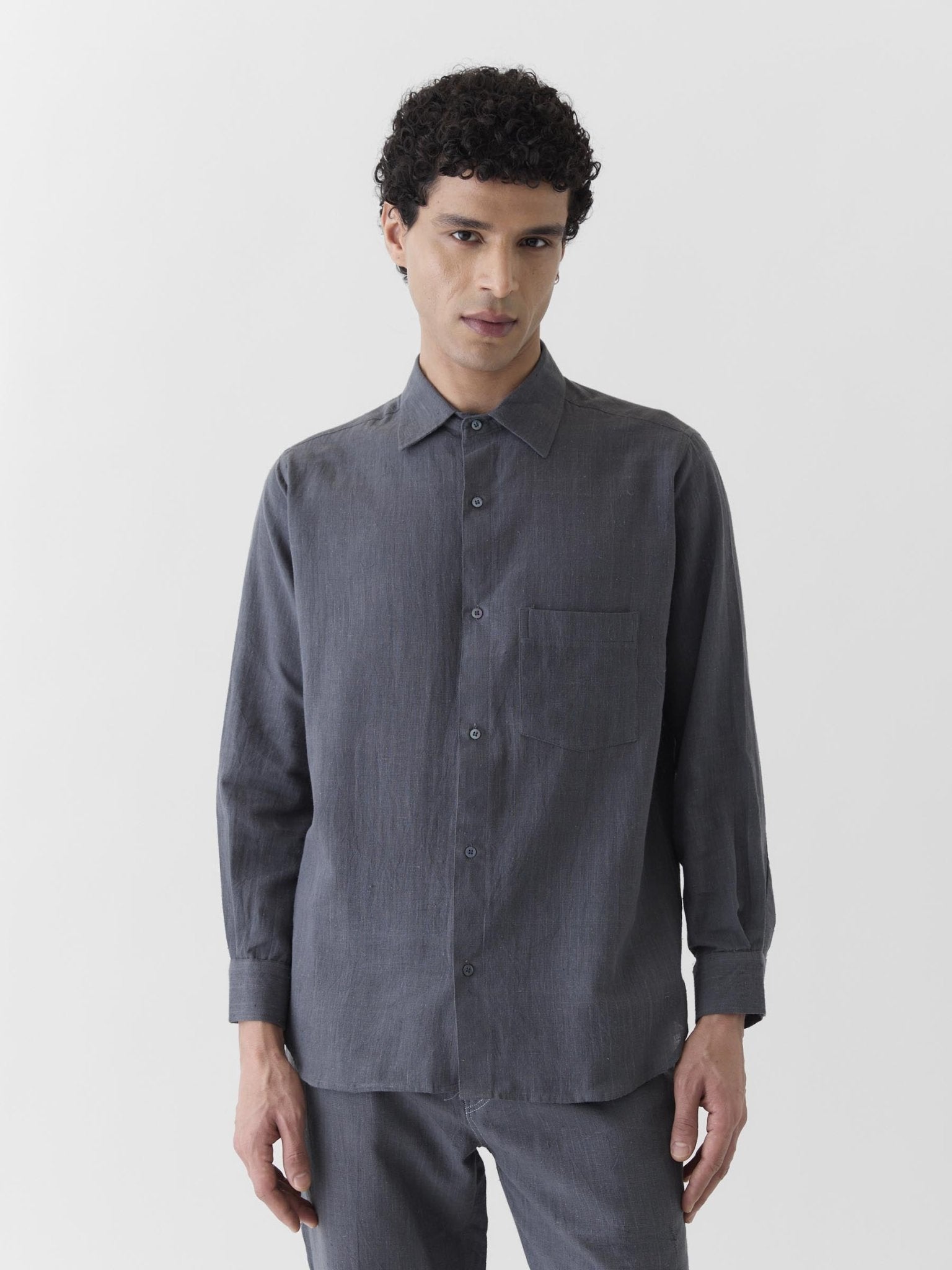Men's Pocket Collar Shirt - Graphite Gray - CiceroniMen ShirtsMareen