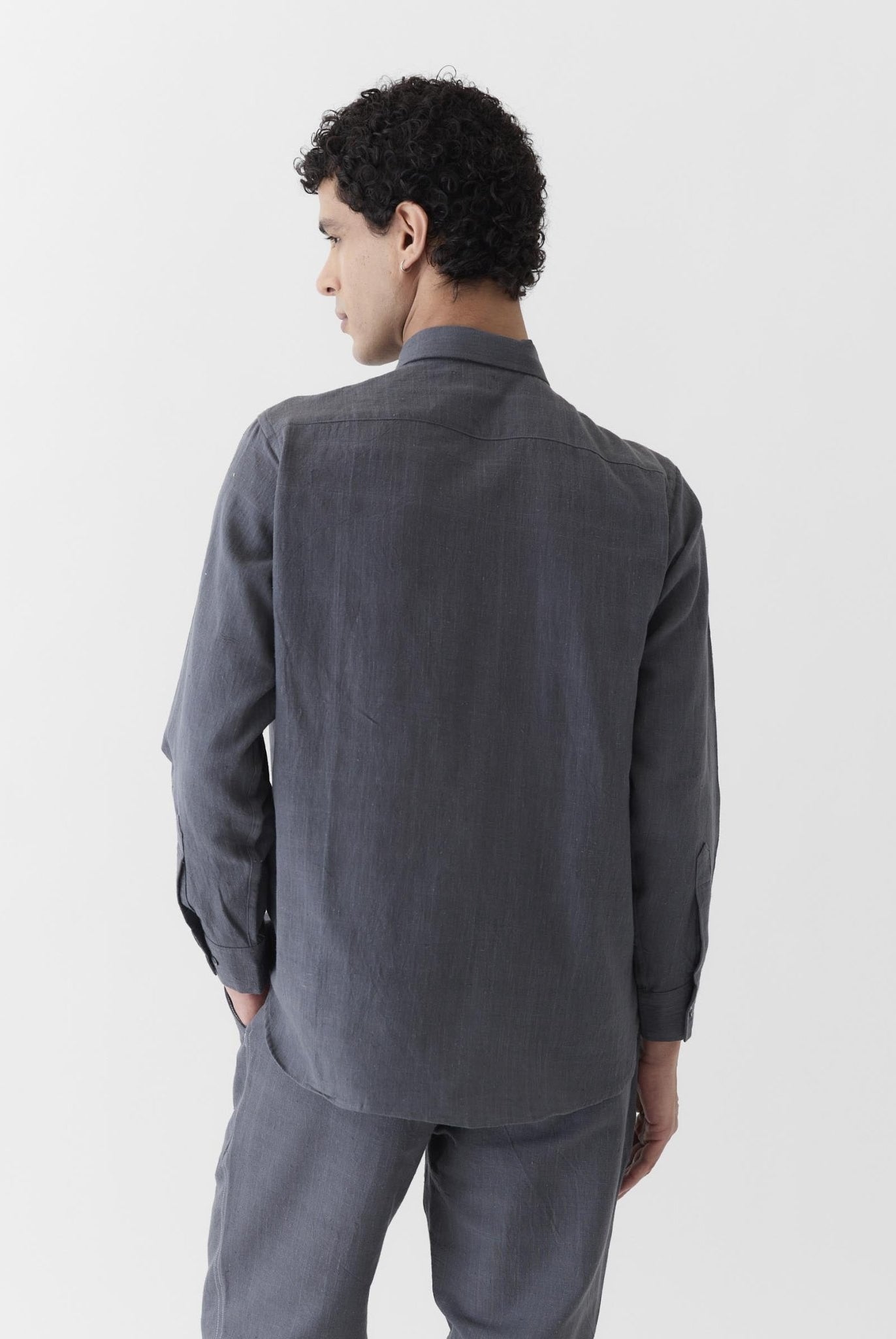 Men's Pocket Collar Shirt - Graphite Gray - CiceroniMen ShirtsMareen
