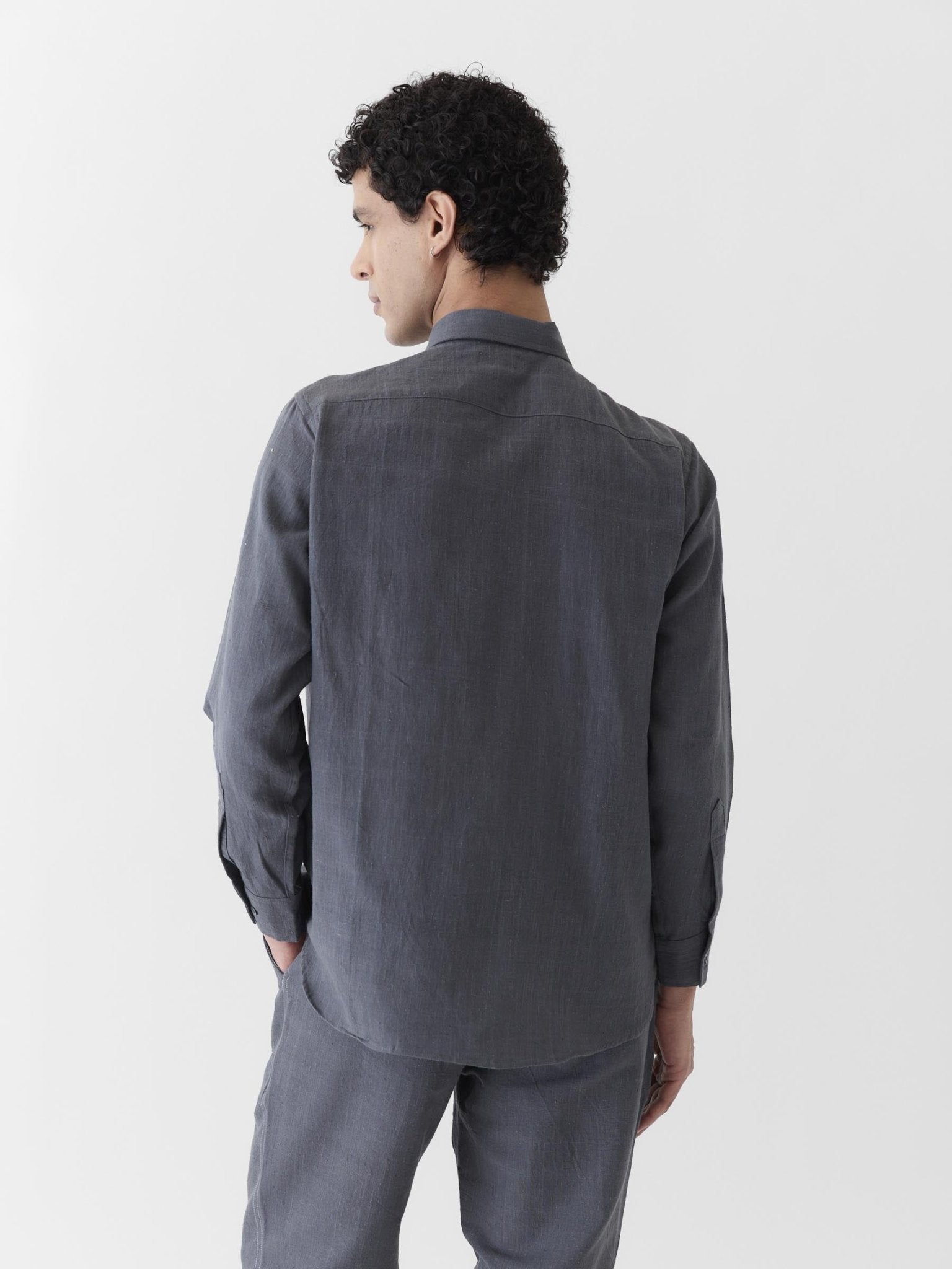 Men's Pocket Collar Shirt - Graphite Gray - CiceroniMen ShirtsMareen