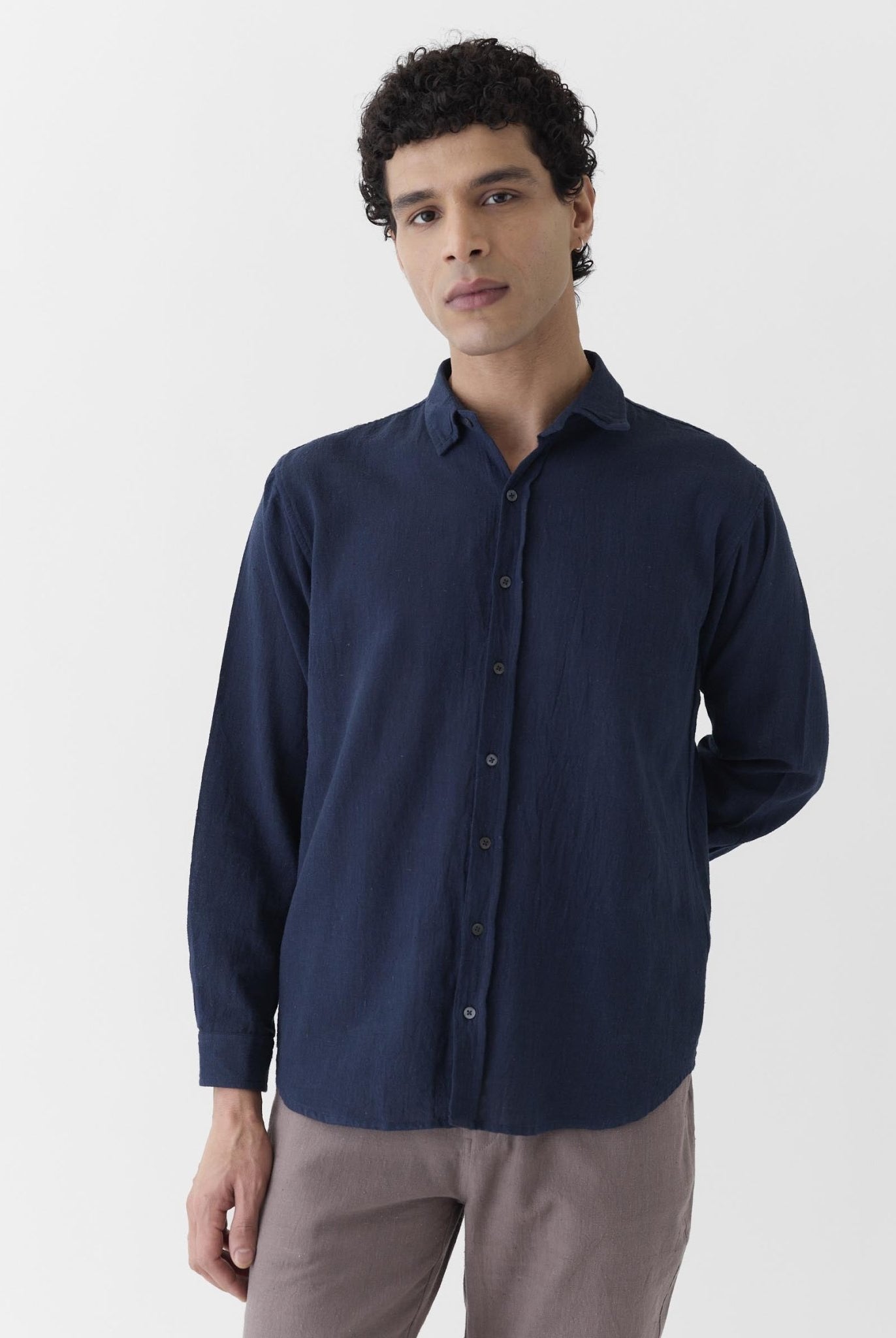 Men's Regular Collar Shirt - Navy Blue - CiceroniMen ShirtsMareen