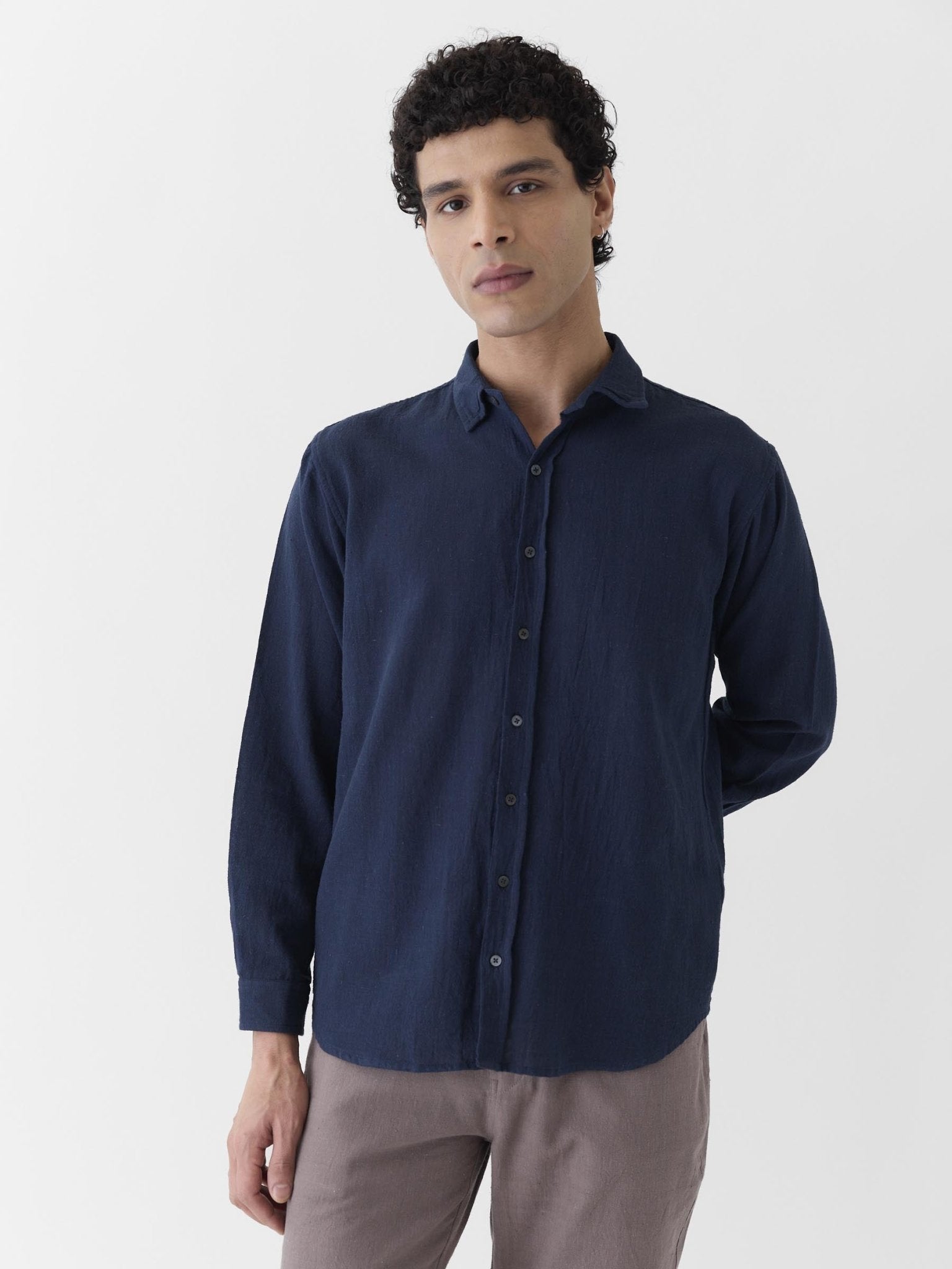 Men's Regular Collar Shirt - Navy Blue - CiceroniMen ShirtsMareen