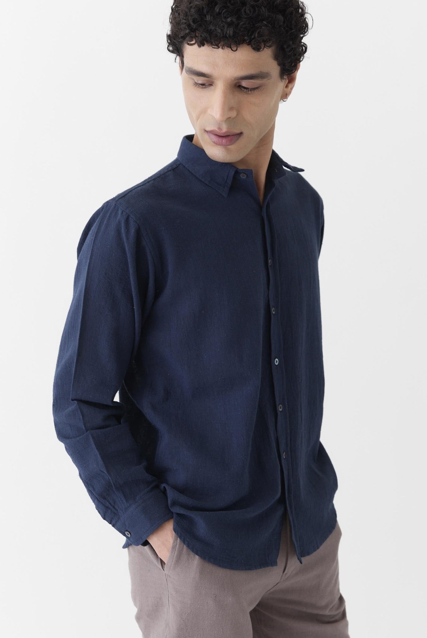 Men's Regular Collar Shirt - Navy Blue - CiceroniMen ShirtsMareen