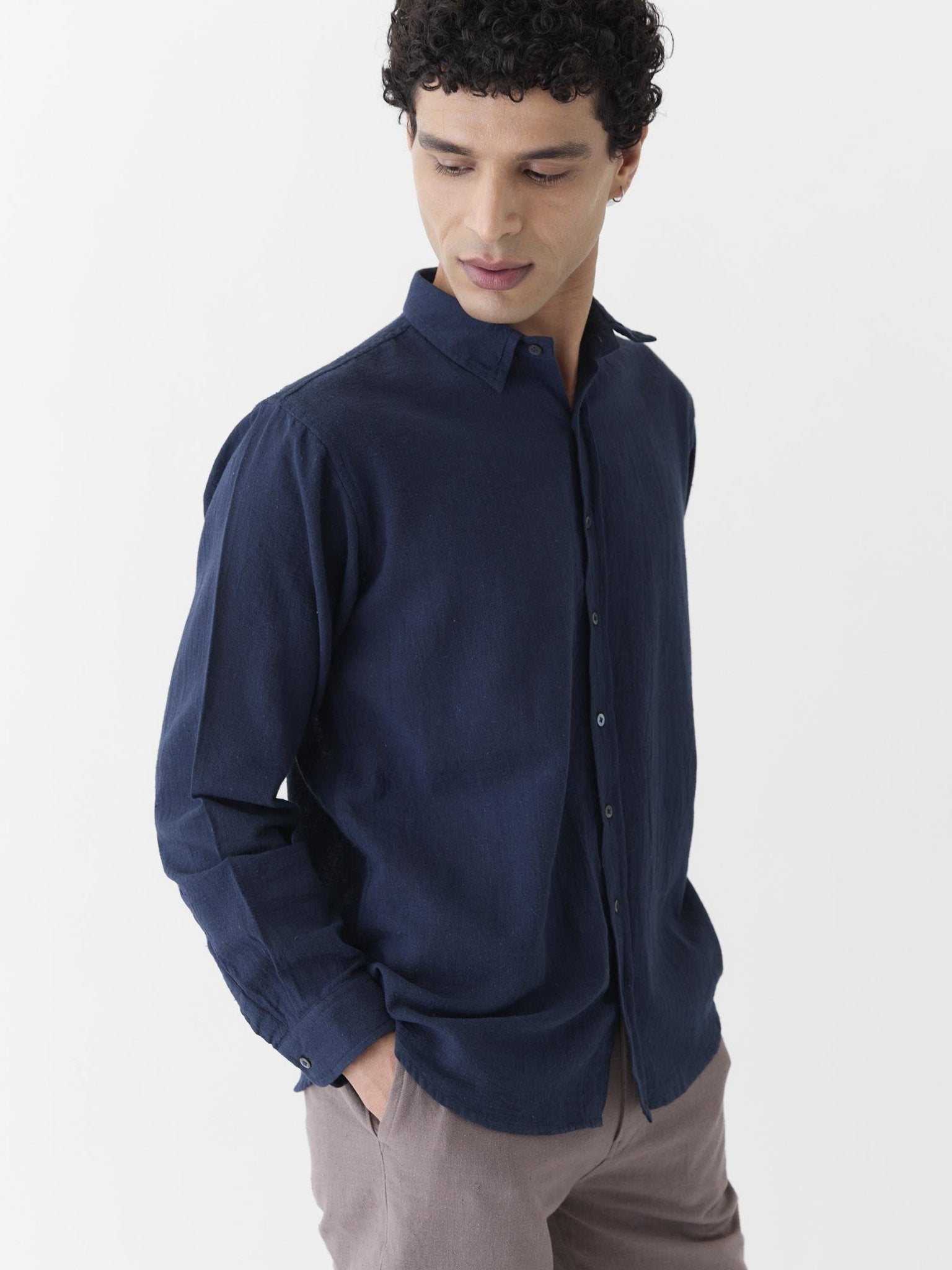 Men's Regular Collar Shirt - Navy Blue - CiceroniMen ShirtsMareen