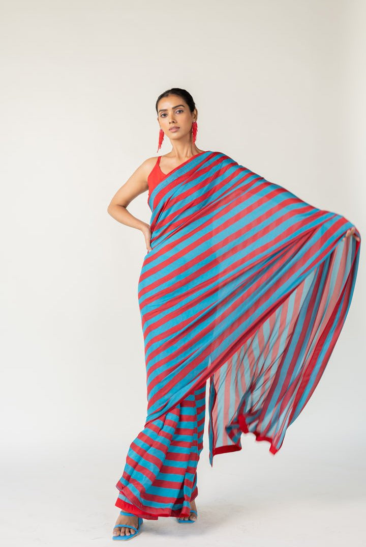 Metro Stripes Saree - CiceroniSareeSilai Studio