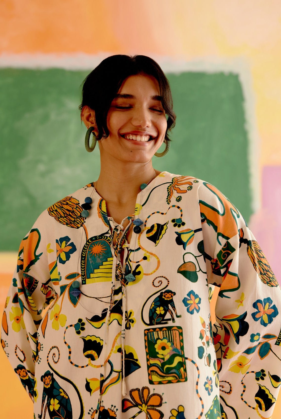 Mexicana Short Dress in Kakapo Print - CiceroniDressesHappi Space