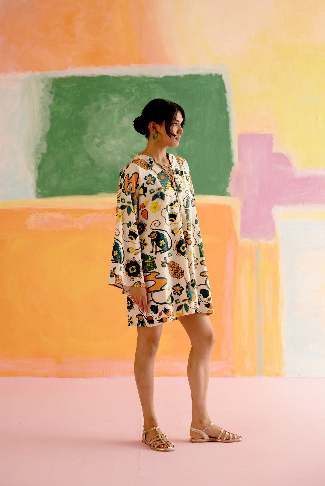 Mexicana Short Dress in Kakapo Print - CiceroniDressesHappi Space