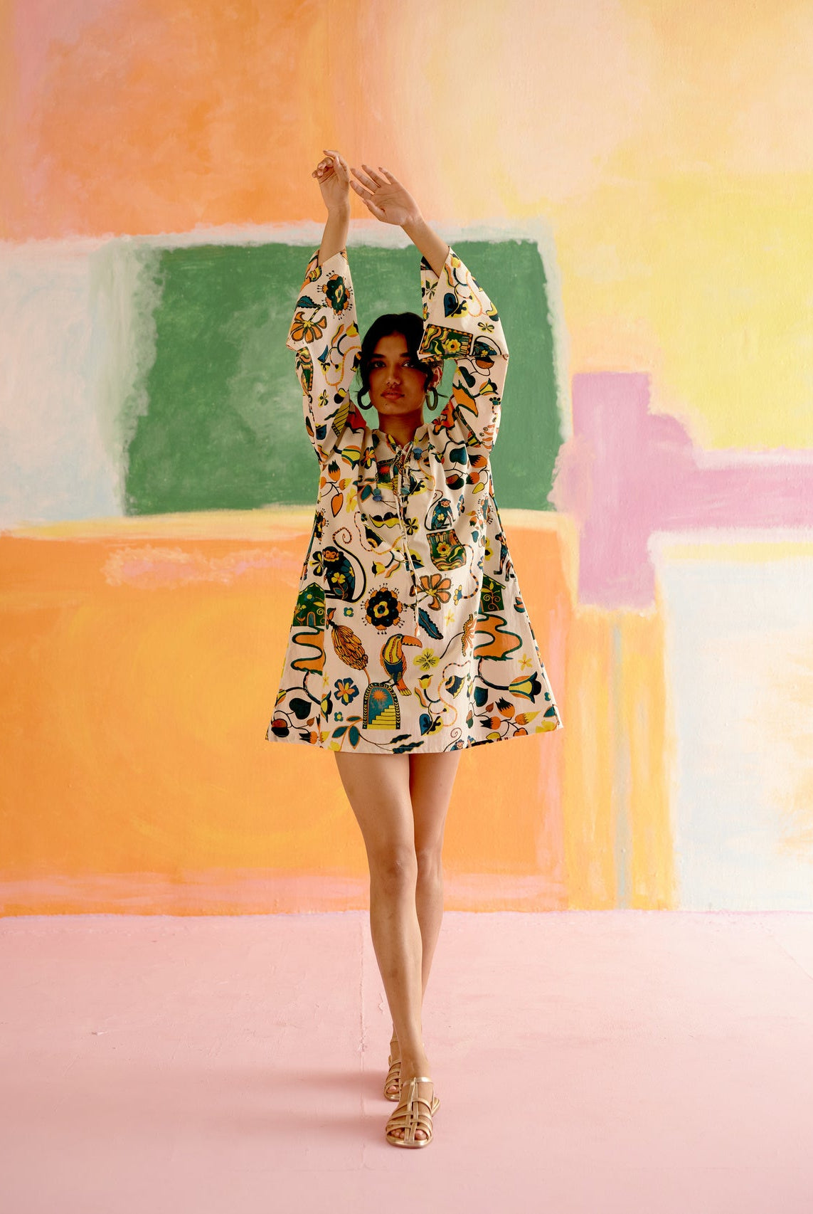 Mexicana Short Dress in Kakapo Print - CiceroniDressesHappi Space