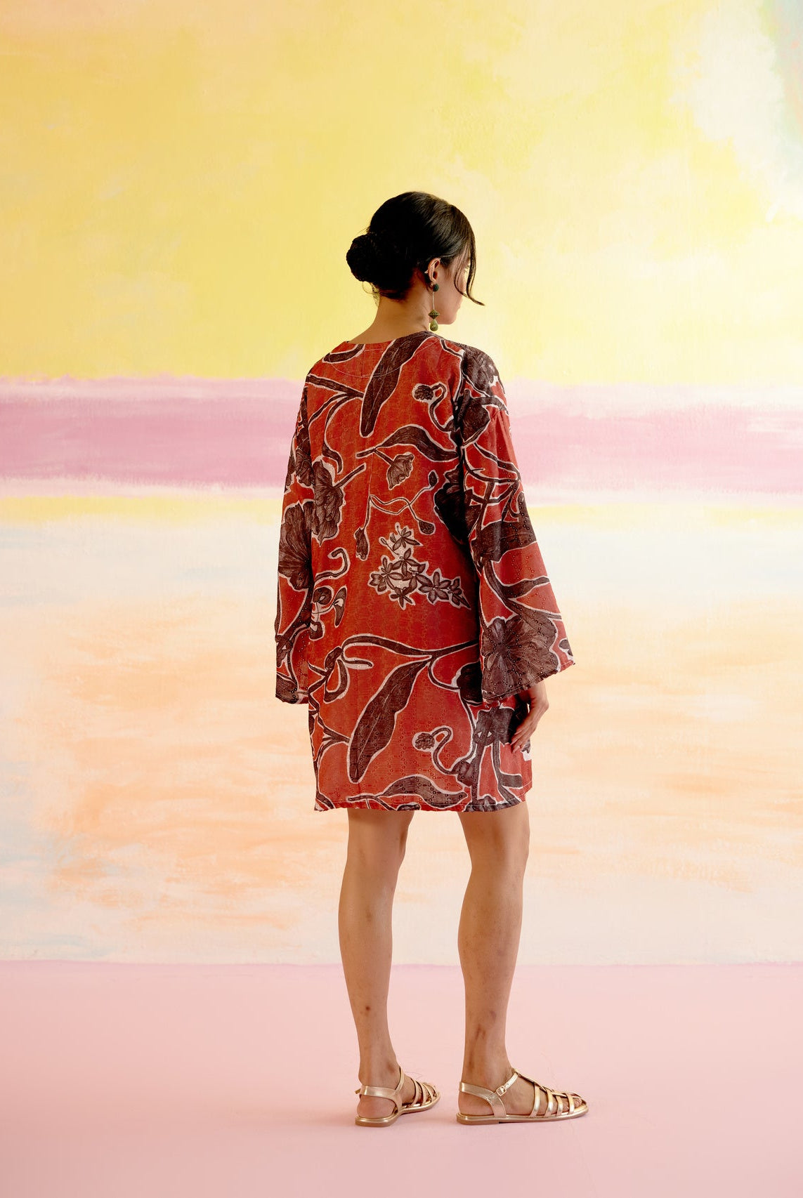 Mexicana Short Dress Red Jardin Print - CiceroniDressesHappi Space