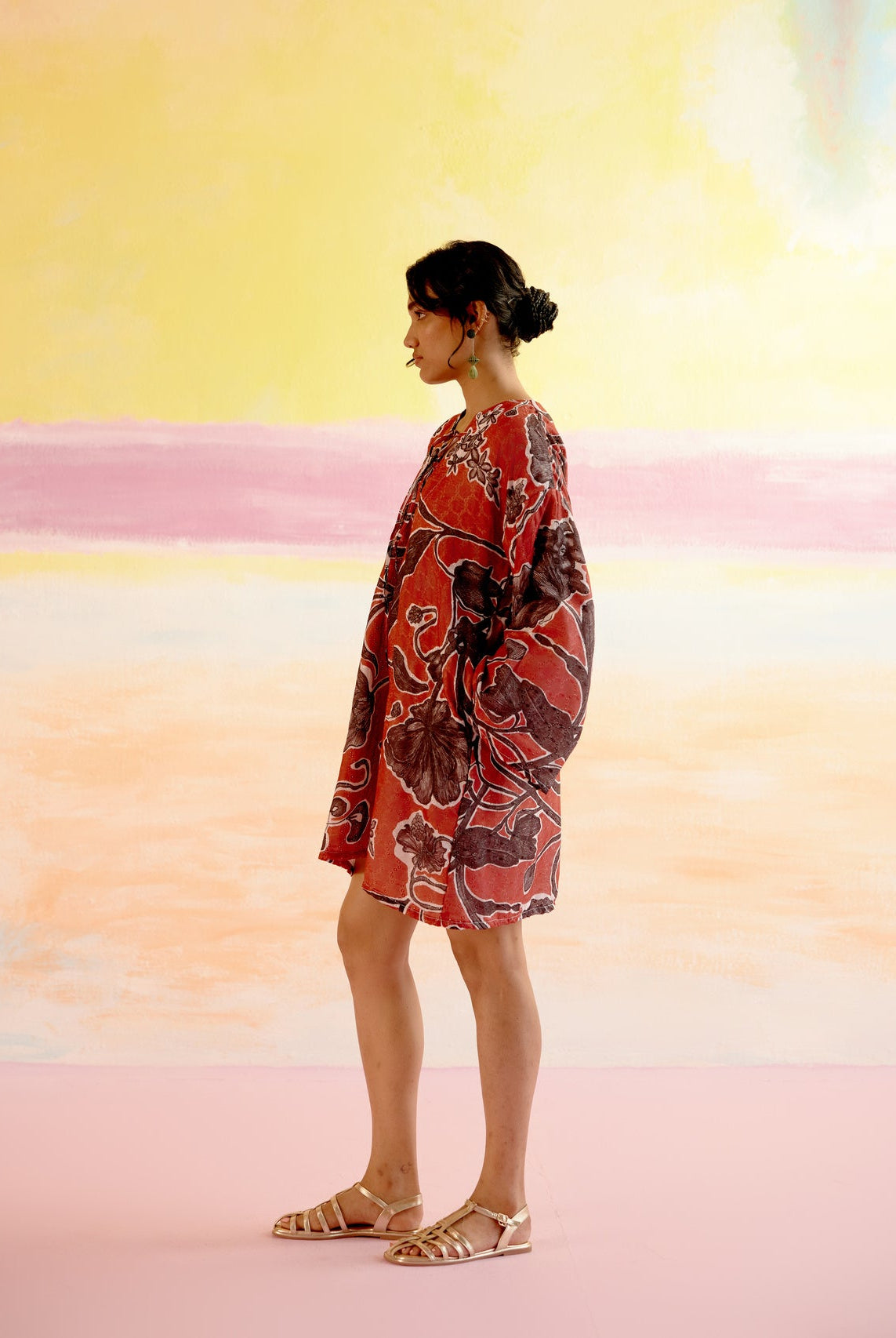 Mexicana Short Dress Red Jardin Print - CiceroniDressesHappi Space