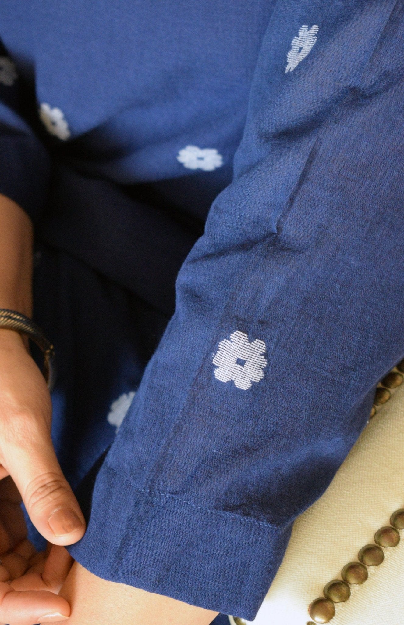 Midnight Blue Jamdani Phiran - CiceroniKurta, Everyday WearHouse of Moxa