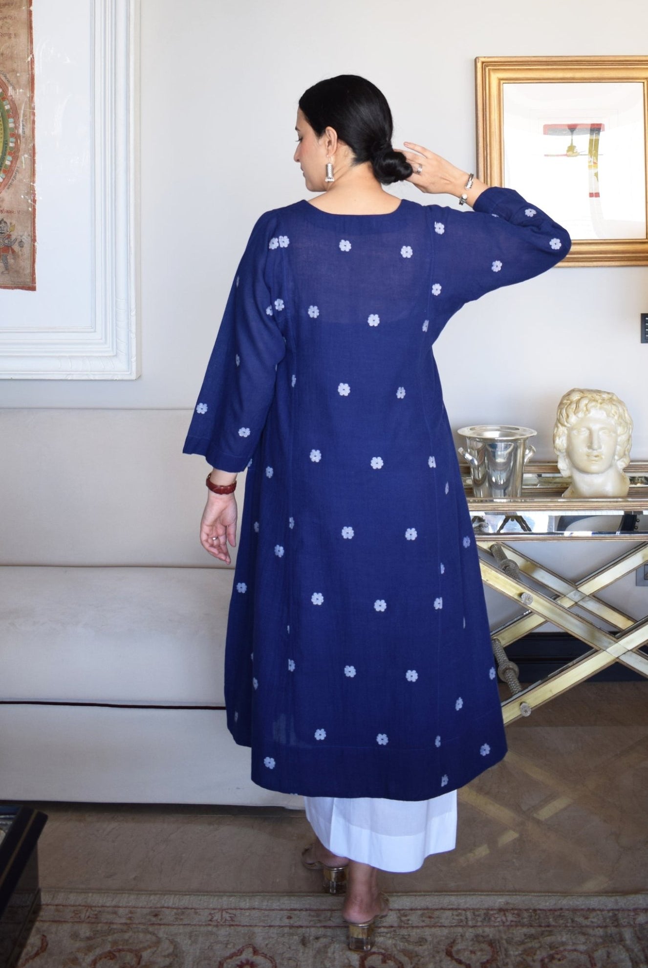 Midnight Blue Jamdani Phiran - CiceroniKurta, Everyday WearHouse of Moxa