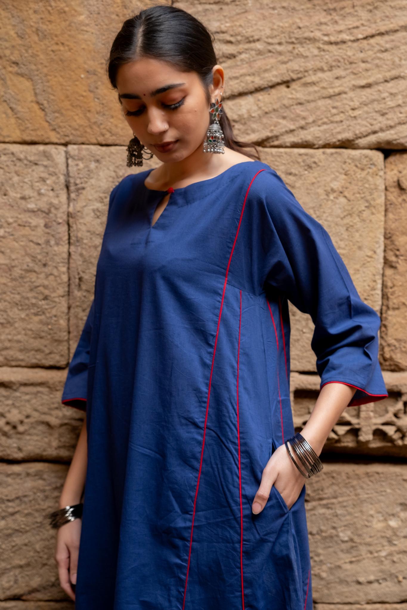 Midnight Blue Kurta Set - CiceroniKurta SetMaidaan