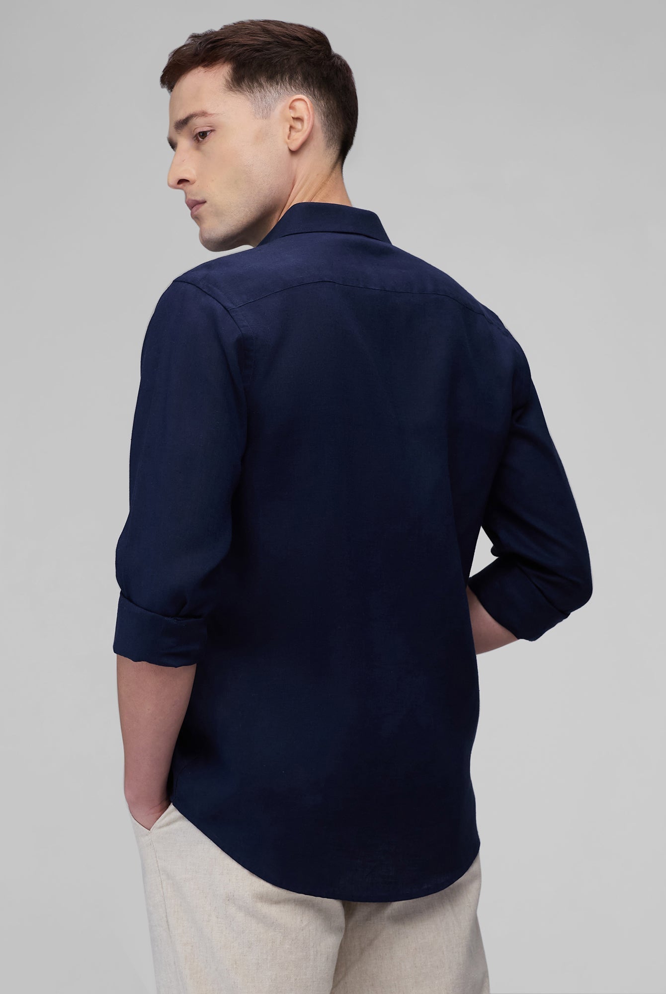 Midnight Navy 100% Linen Classic Shirt - CiceroniMen Shirtsbhrāta