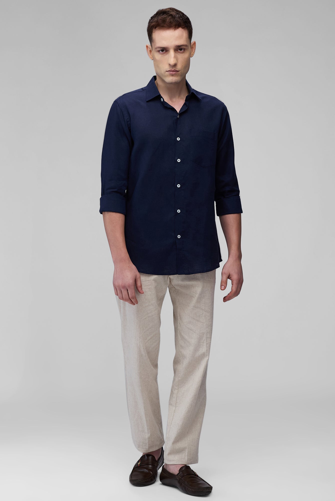 Midnight Navy 100% Linen Classic Shirt - CiceroniMen Shirtsbhrāta