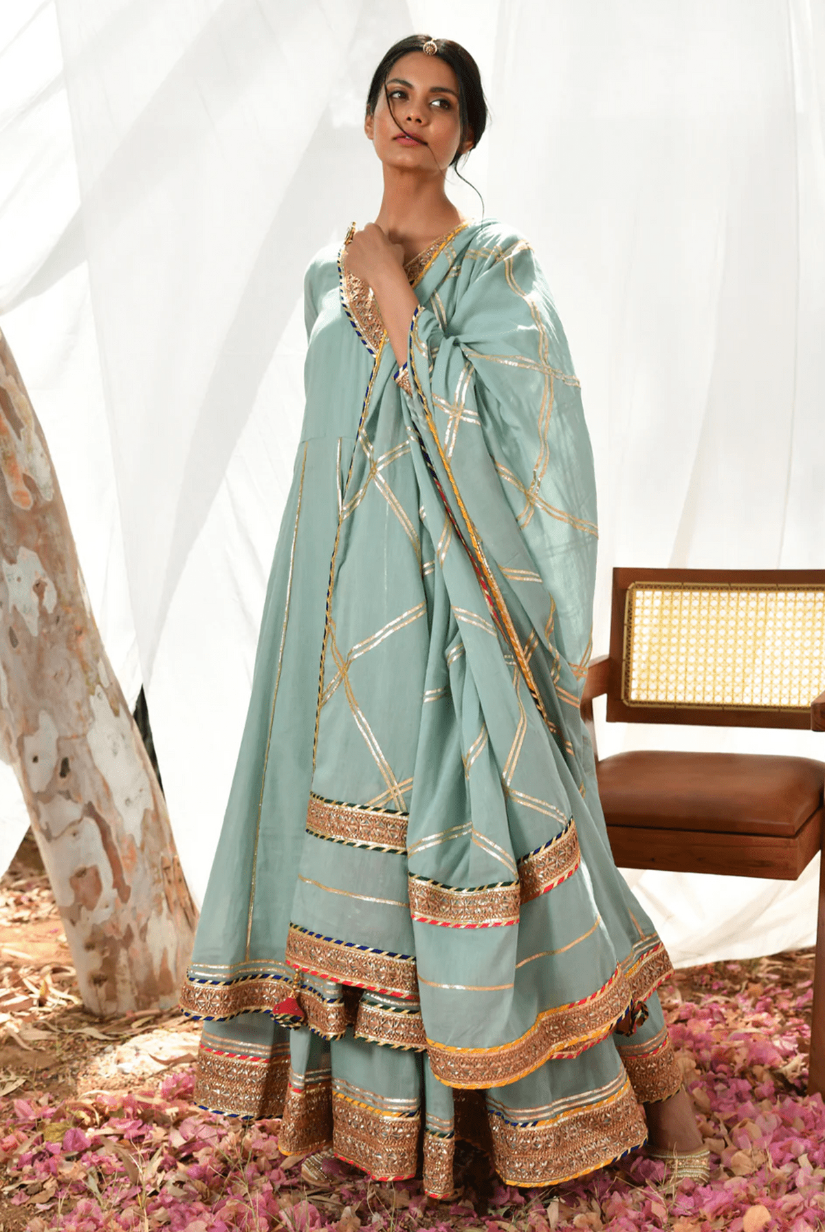 Mint Atrangi Anarkali Set - CiceroniKurta Set, Festive WearOmaana