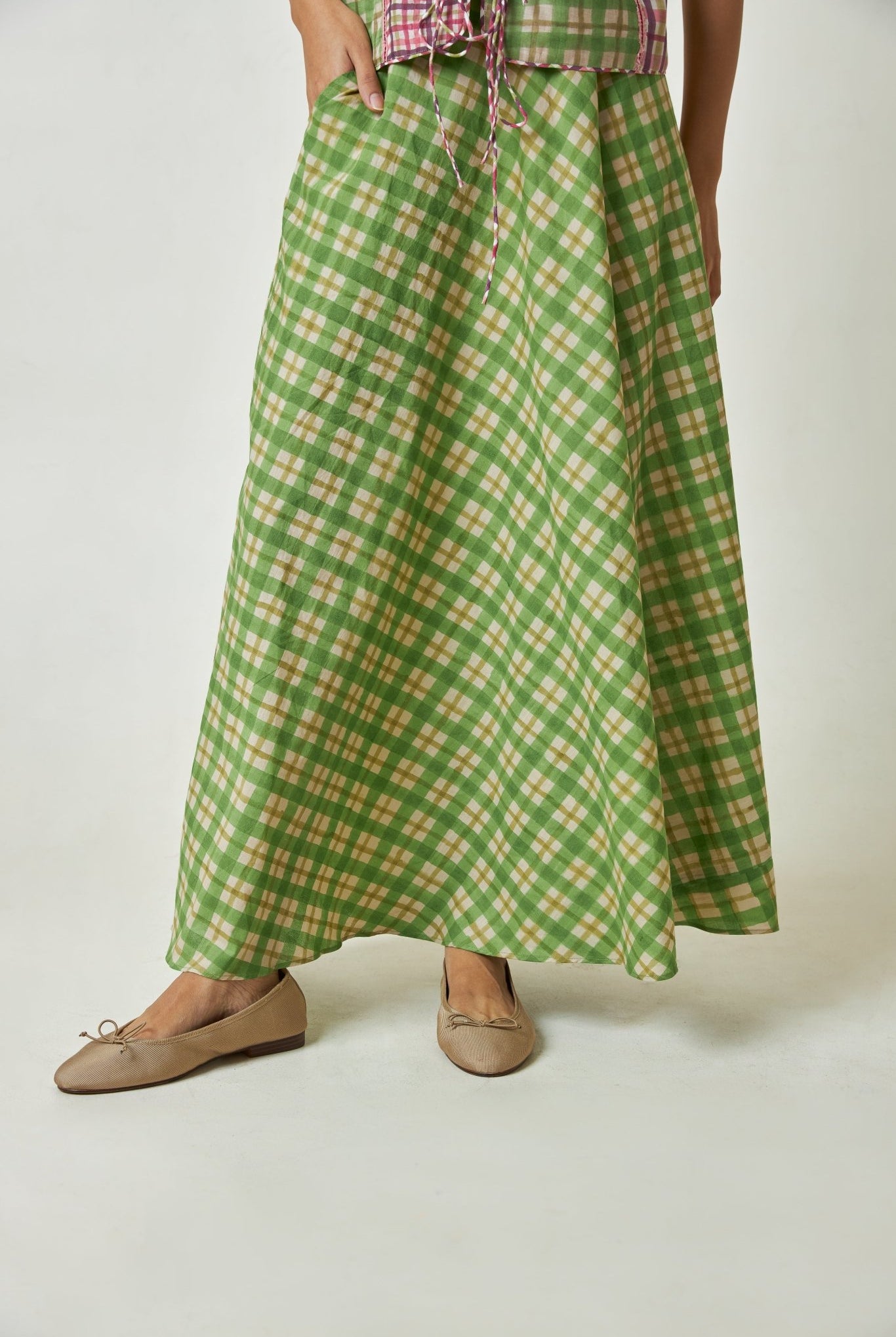 Mint Breeze Block Printed Skirt - CiceroniSkirtPants and Pajamas