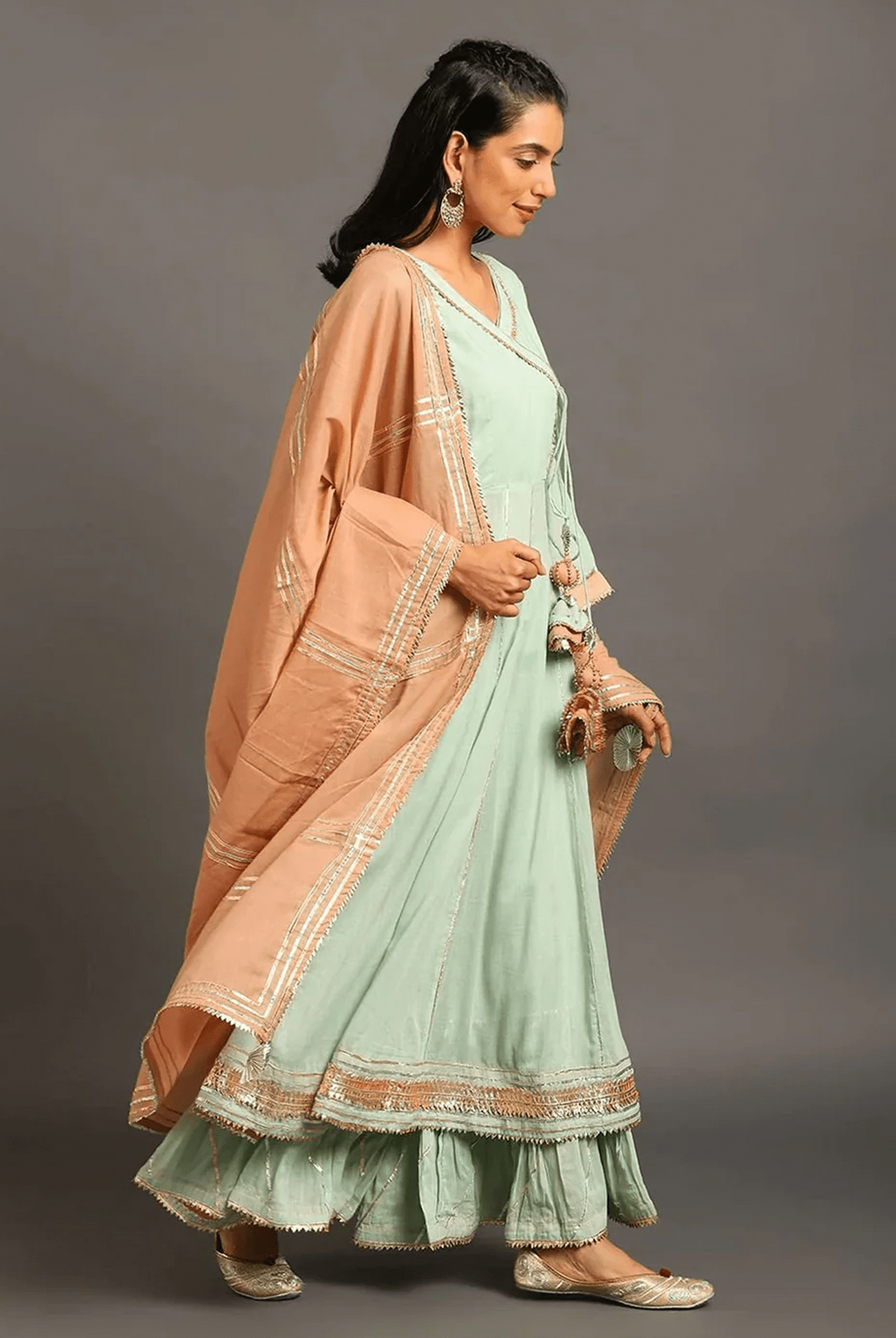 Mint Mastani Anarkali Set - CiceroniKurta Set, Festive WearOmaana