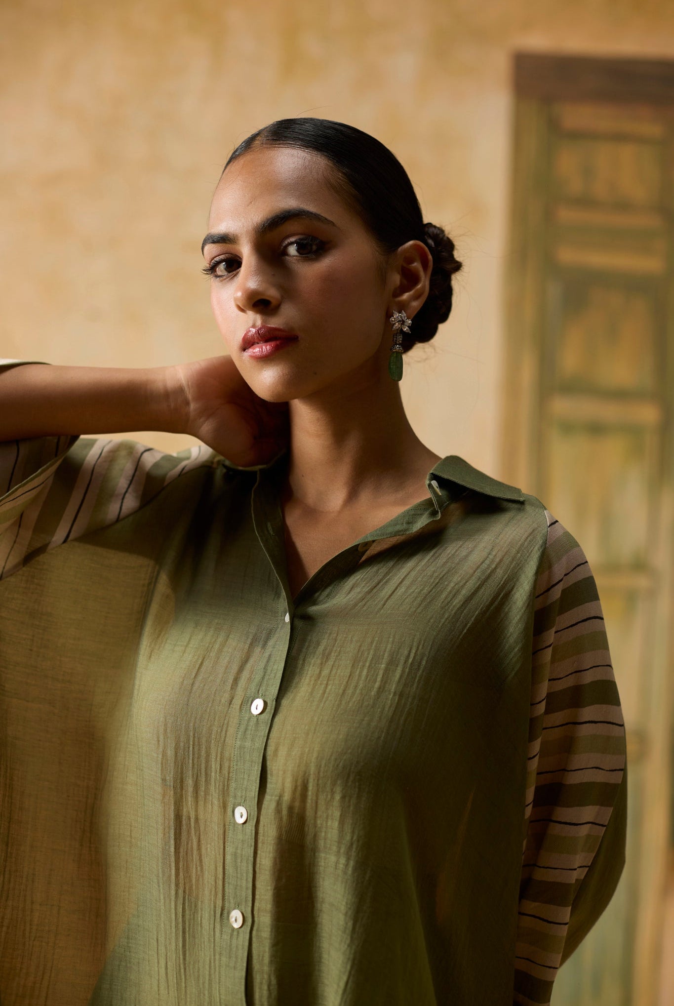 Mist Shirt - Beige and Green - CiceroniWomen ShirtsKhyati Rughani