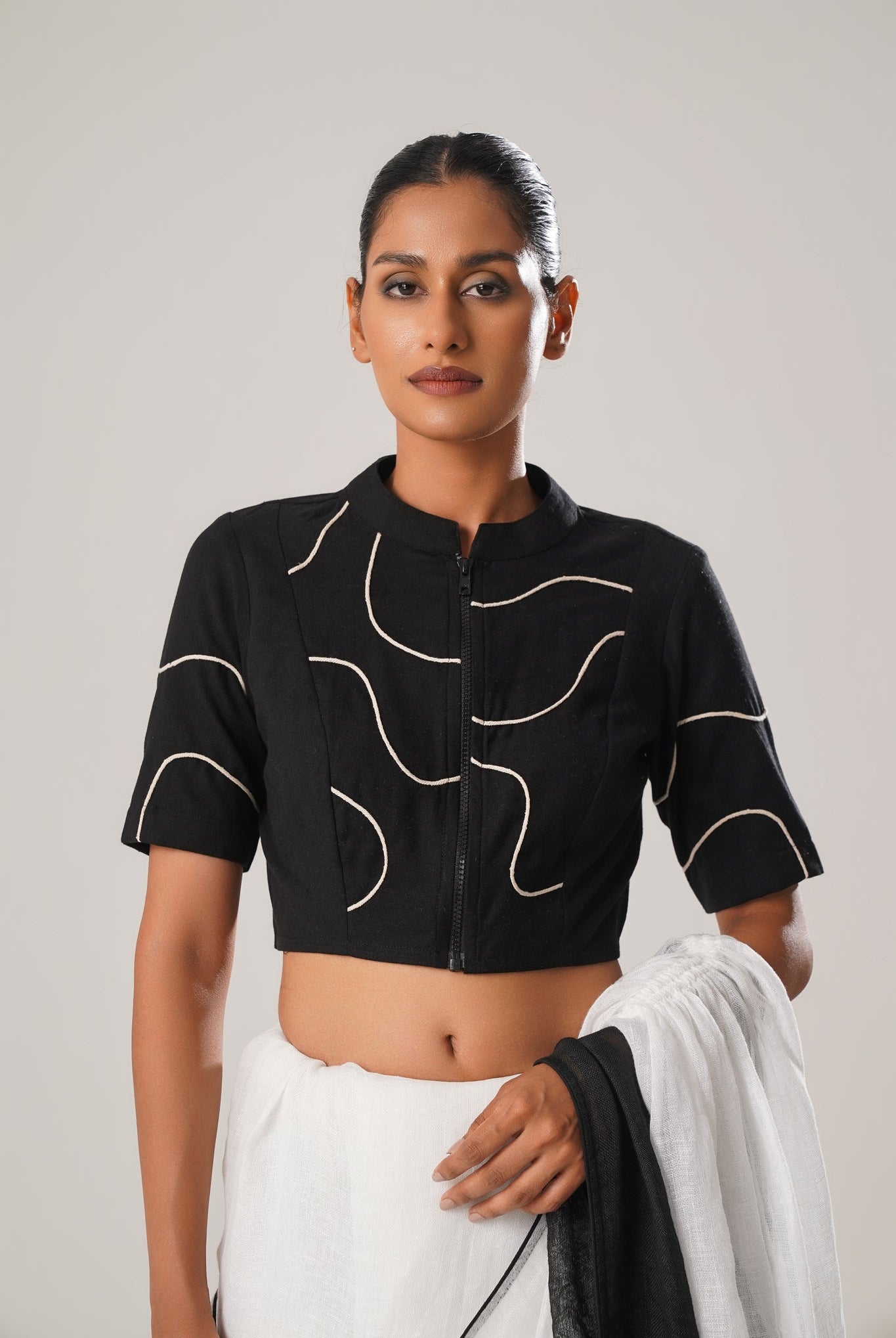 MJ Black Cotton Blouse - CiceroniBlouseATBW
