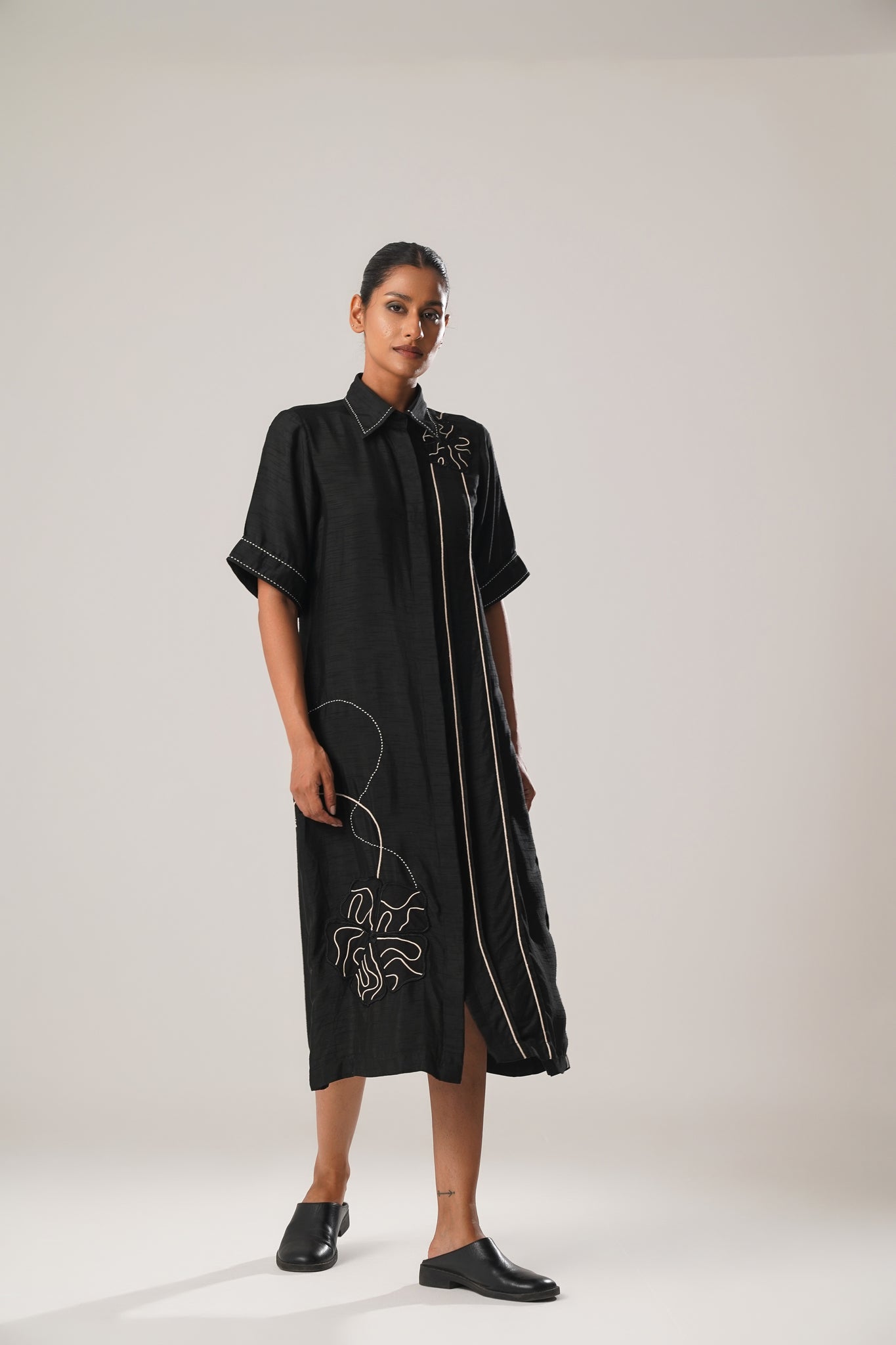 MJ Black Pleated Dress - CiceroniDressesATBW