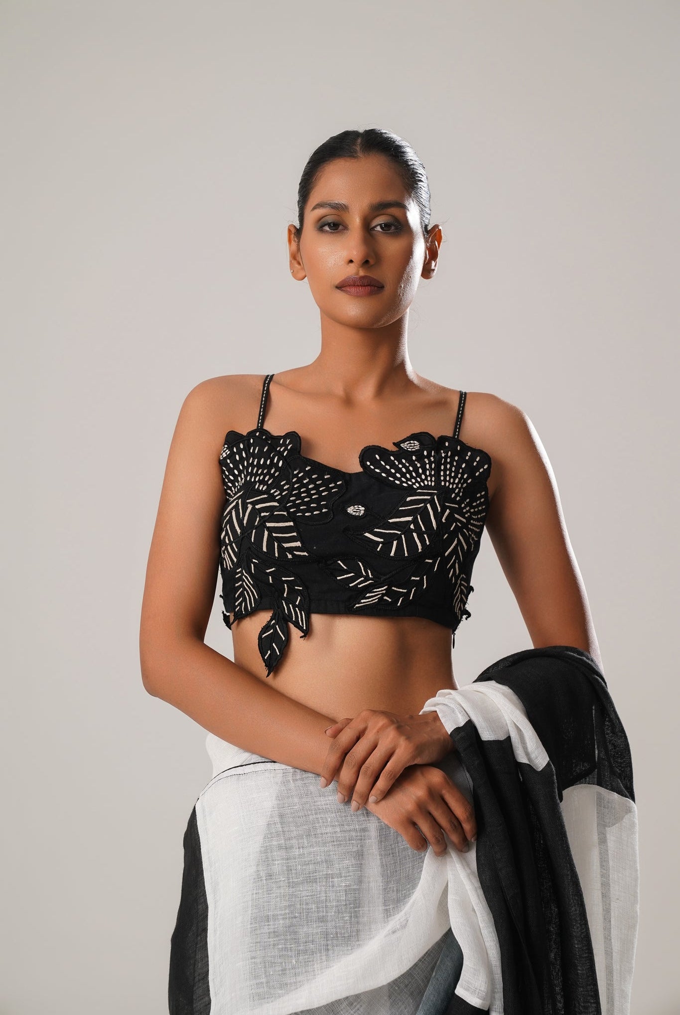 MJ Black Raw Silk Satin Blouse - CiceroniBlouseATBW