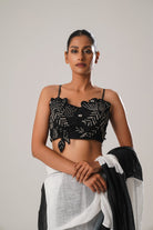 MJ Black Raw Silk Satin Blouse - CiceroniBlouseATBW