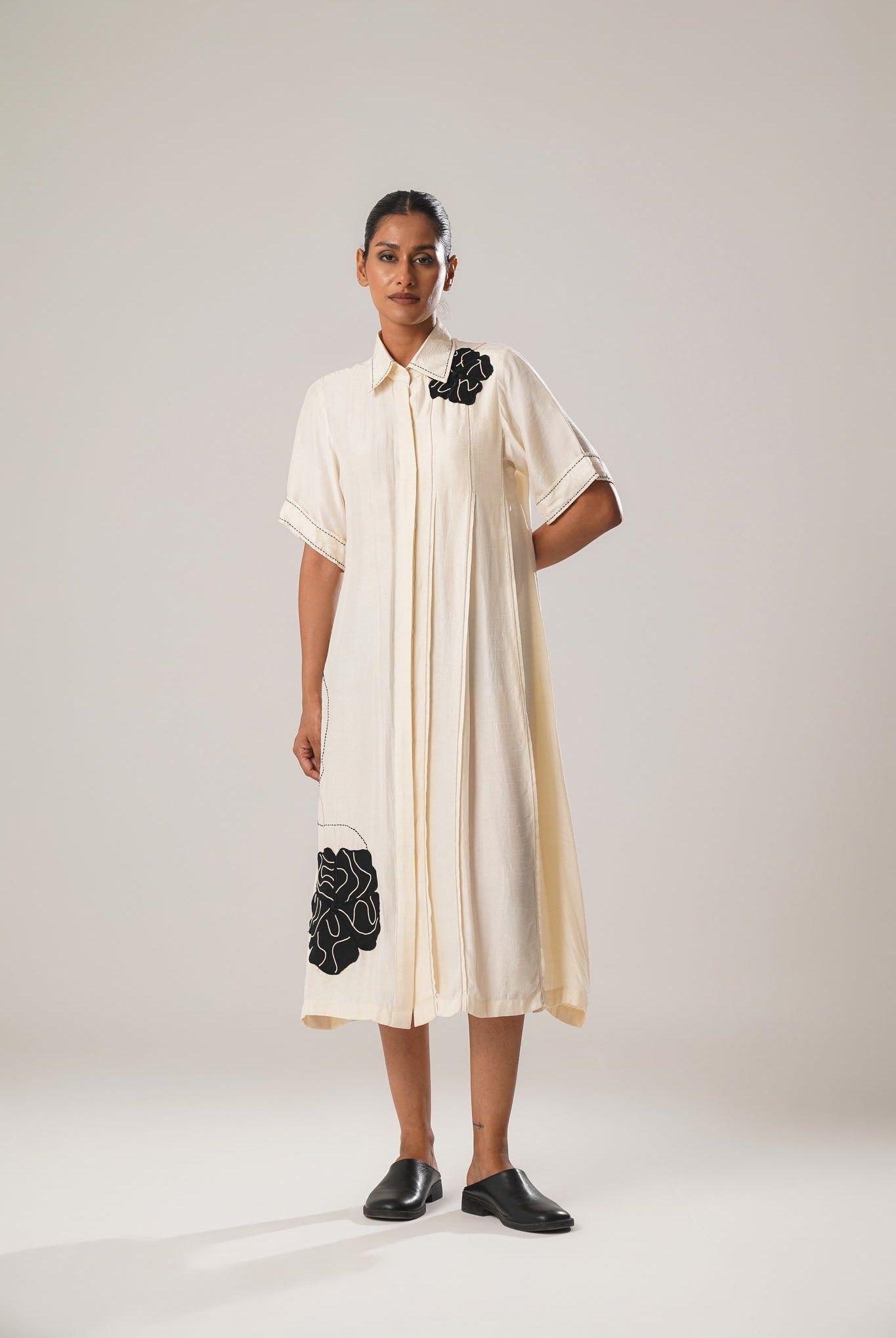MJ White Pleated Dress - CiceroniDressesATBW