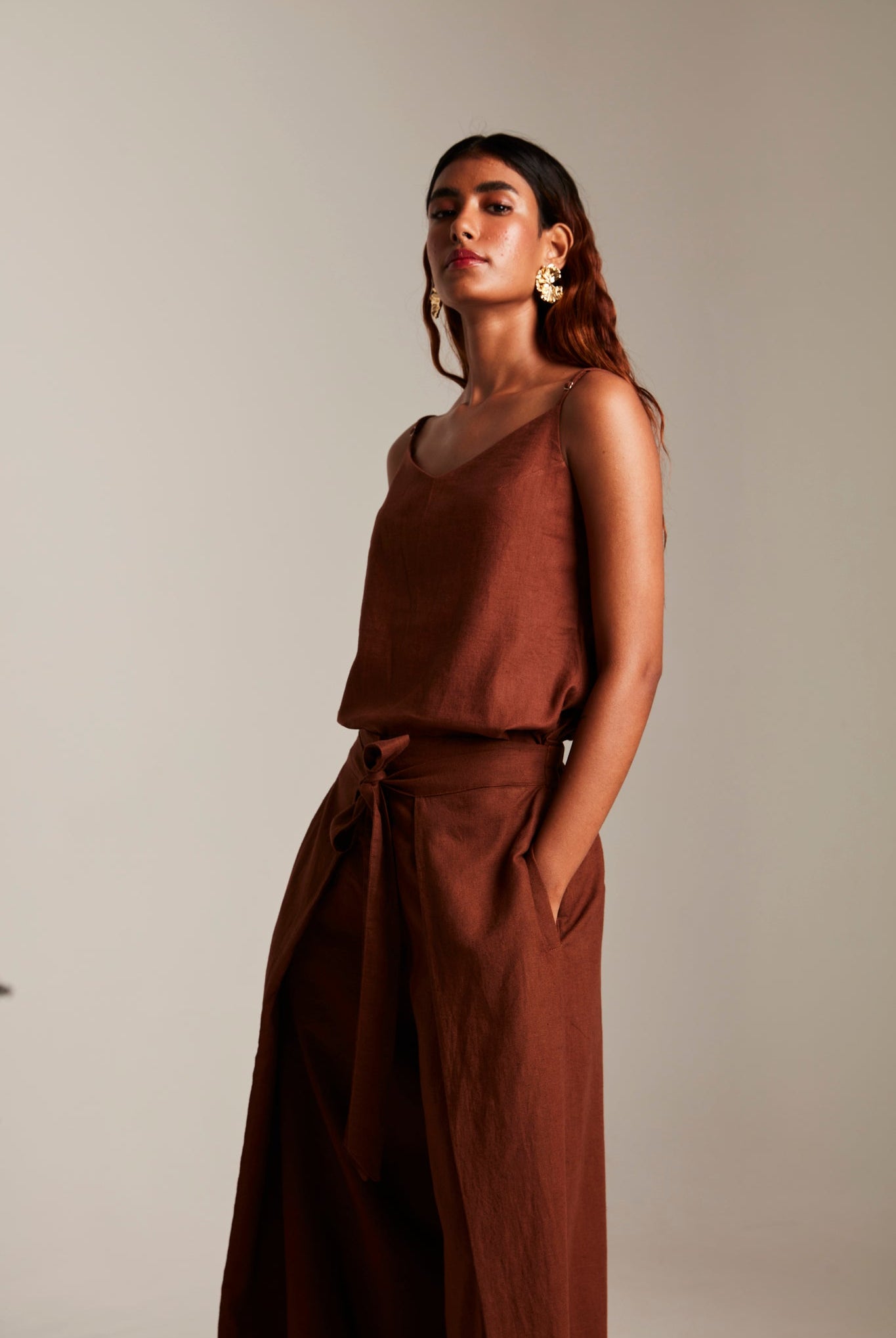 Mocha Co - Linen Camisole Top & Wrap Pants - CiceroniCo - ord SetSaphed