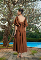 Mocha Co - Linen Front Twist Dress - CiceroniDressesSaphed
