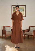 Mocha Co - Linen Wrap Dress - CiceroniDressesSaphed