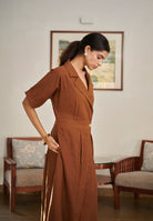 Mocha Co - Linen Wrap Dress - CiceroniDressesSaphed