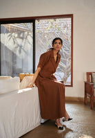 Mocha Co - Linen Wrap Dress - CiceroniDressesSaphed