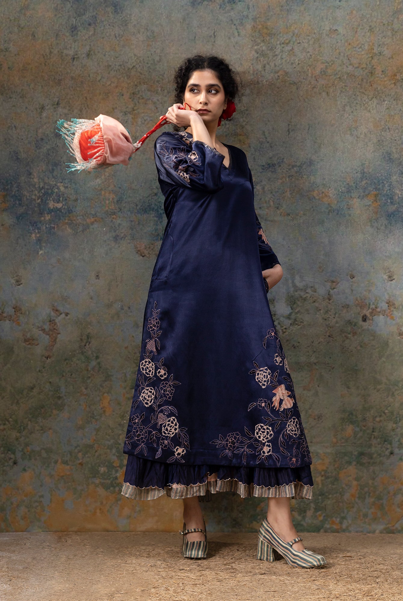 Mogra Navy Kurta - CiceroniKurtaShades of India