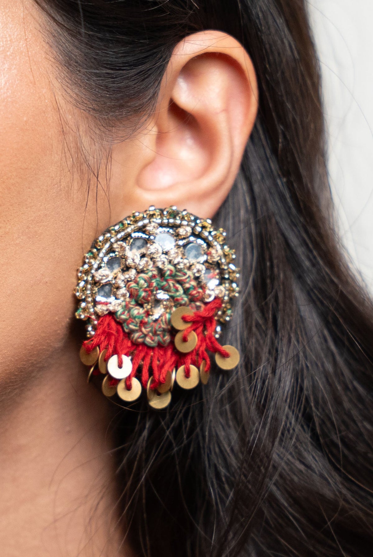 Moirra-Mastani Maroon and Green Studs - CiceroniEarringsMoirra