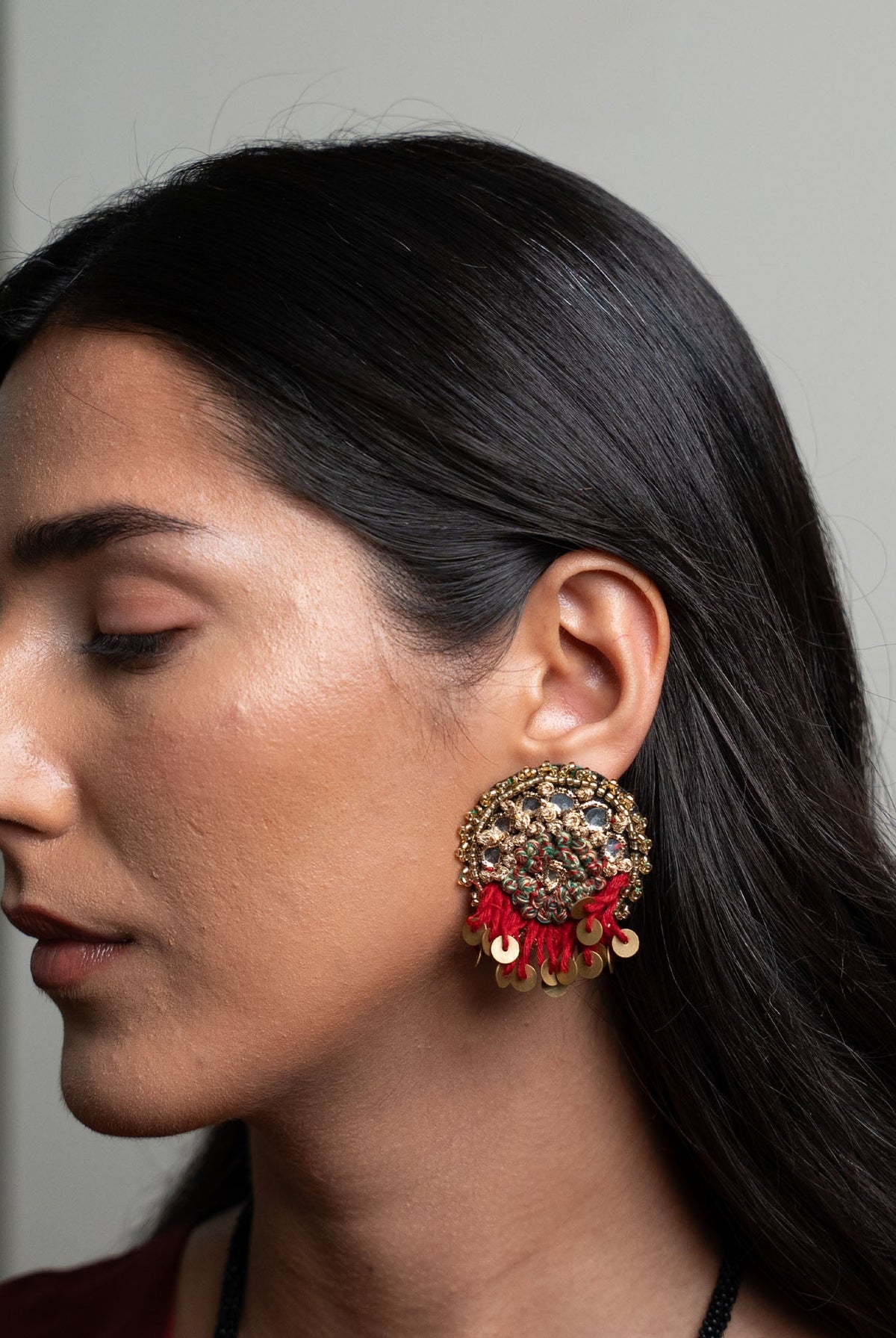 Moirra-Mastani Maroon and Green Studs - CiceroniEarringsMoirra