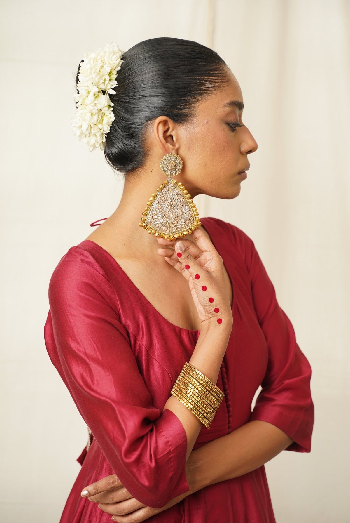 Moirra – Preet, Gold Statement Earrings - CiceroniEarringsMoirra
