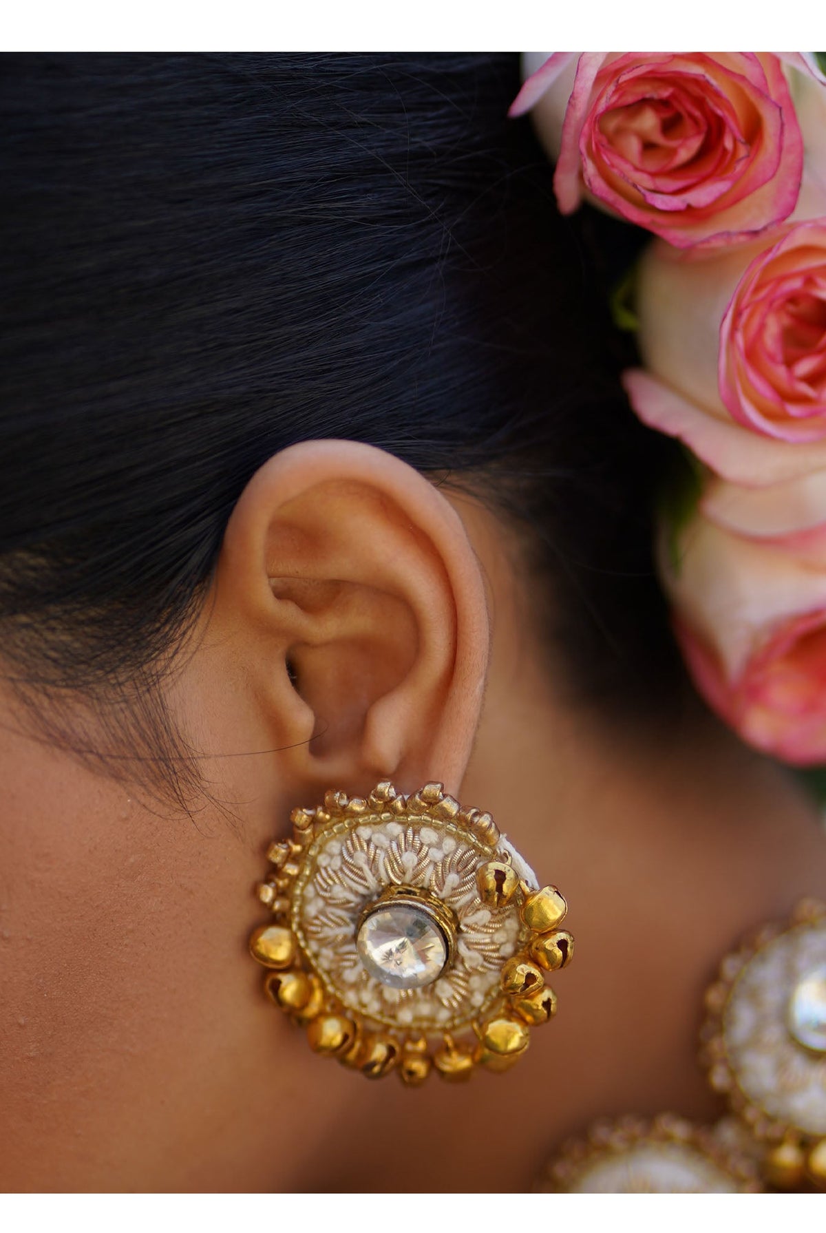 Moirra – Sundari Creame and Gold Studs - CiceroniEarringsMoirra