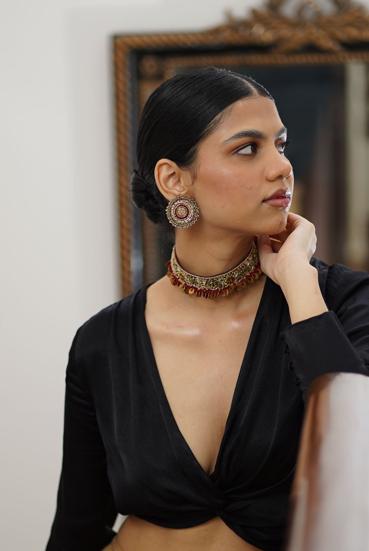 Moirra – Umaid,Black and Maroon Mirror choker - CiceroniNeckpieceMoirra