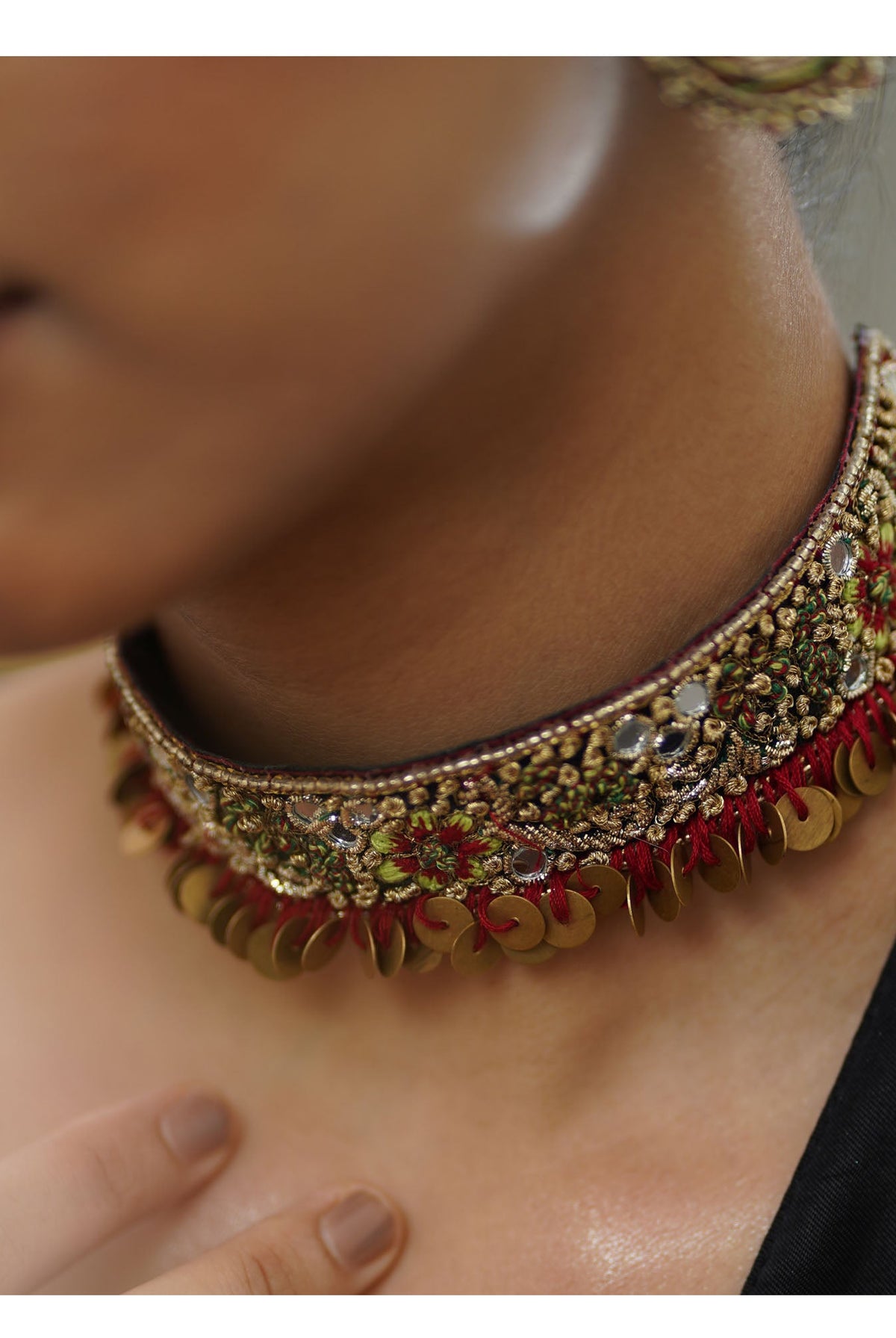 Moirra – Umaid,Black and Maroon Mirror choker - CiceroniNeckpieceMoirra