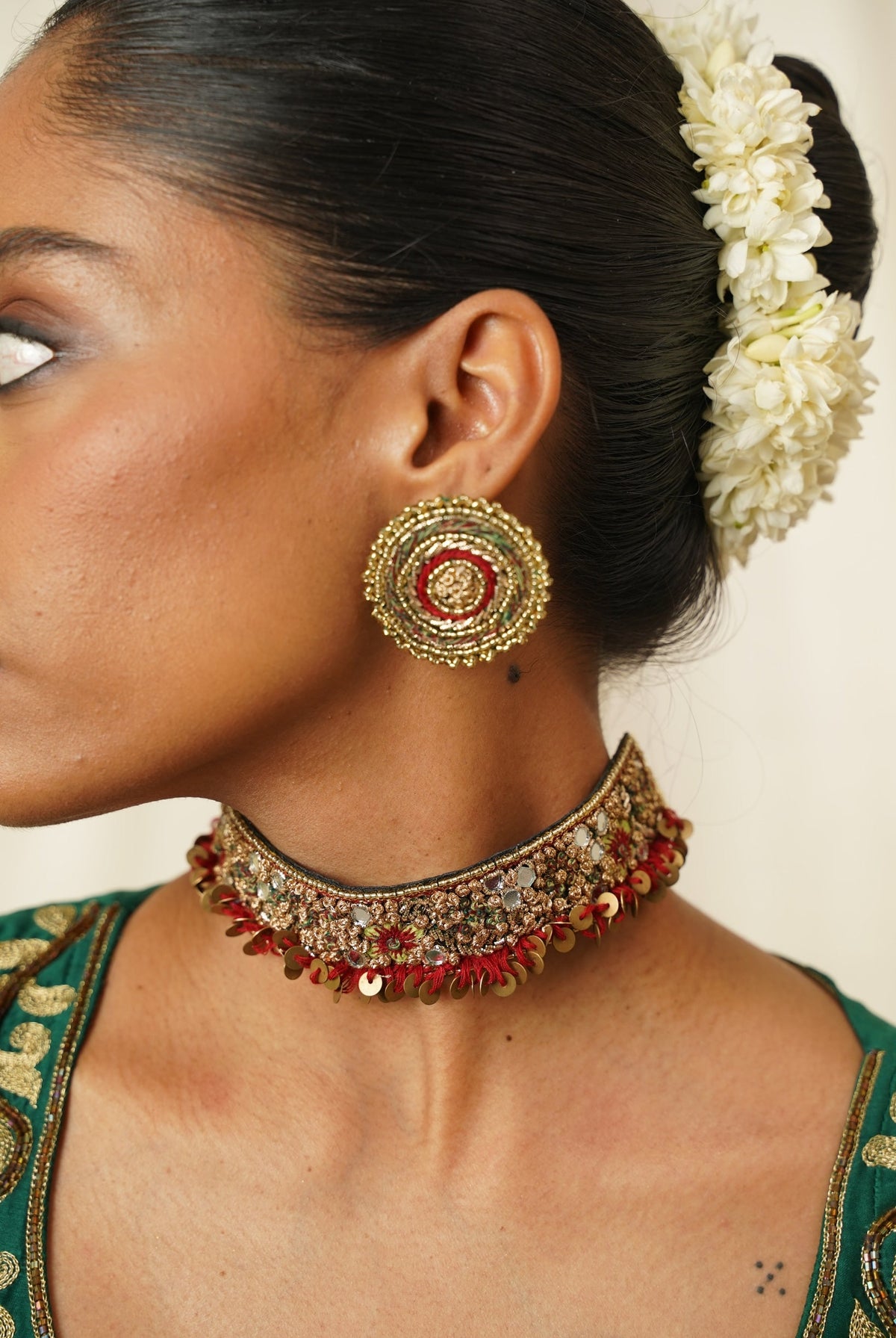 Moirra – Umaid,Black and Maroon Mirror choker - CiceroniNeckpieceMoirra