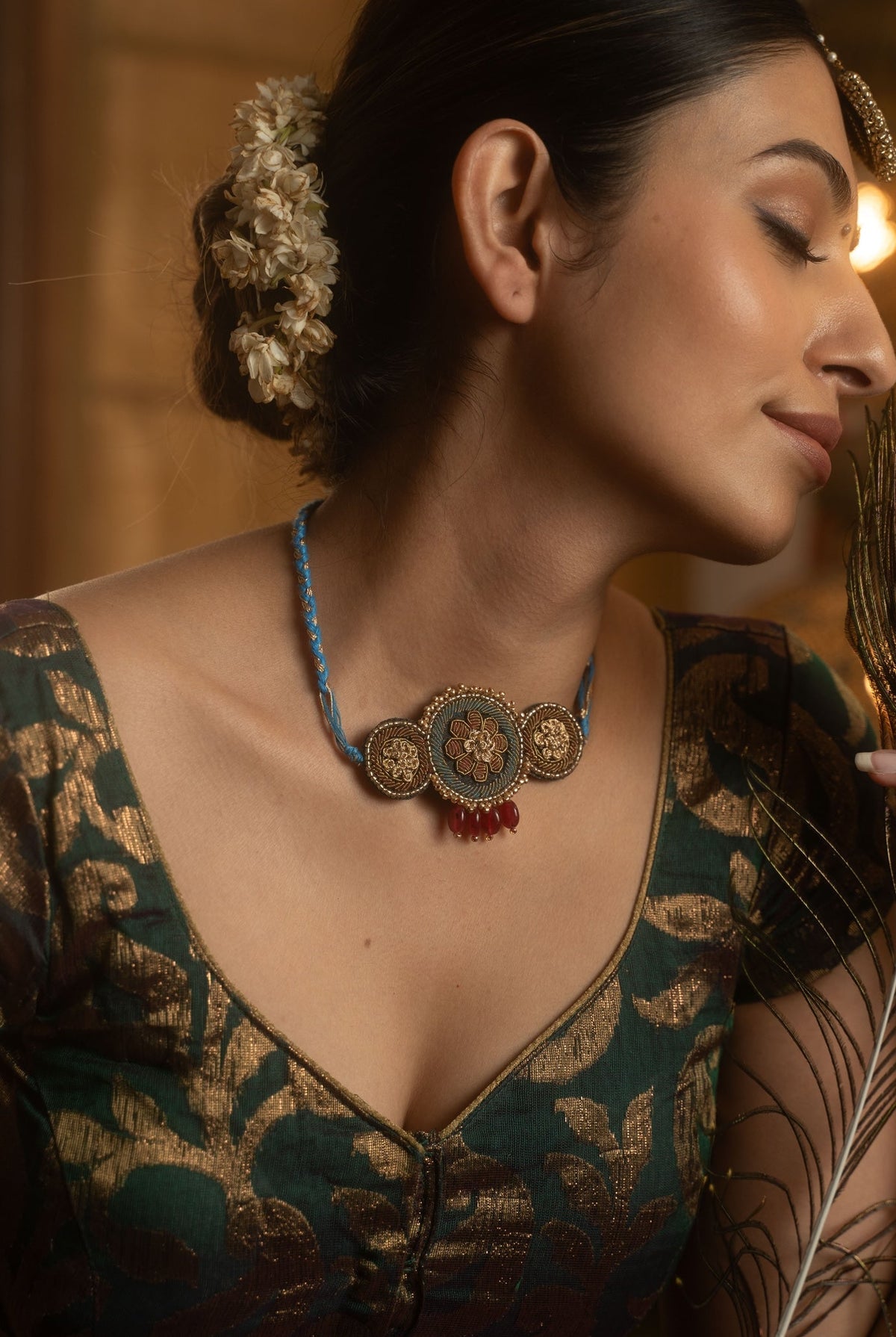 Moirra – Zardoz Rani Choker Black Maroon and Turquoise - CiceroniNeckpieceMoirra