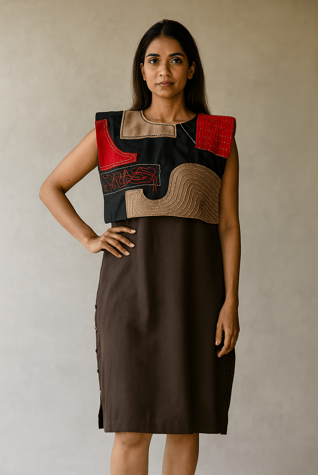 Monolith Patch Front Short Dress - CiceroniDressesArtbeats by Keerthana