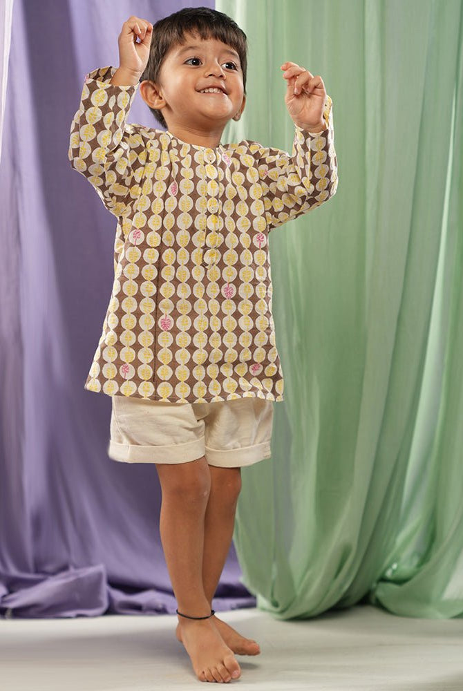 ‘Monstera Grove’ Kids Unisex Kurta - CiceroniKurta, Everyday WearLove The World Today