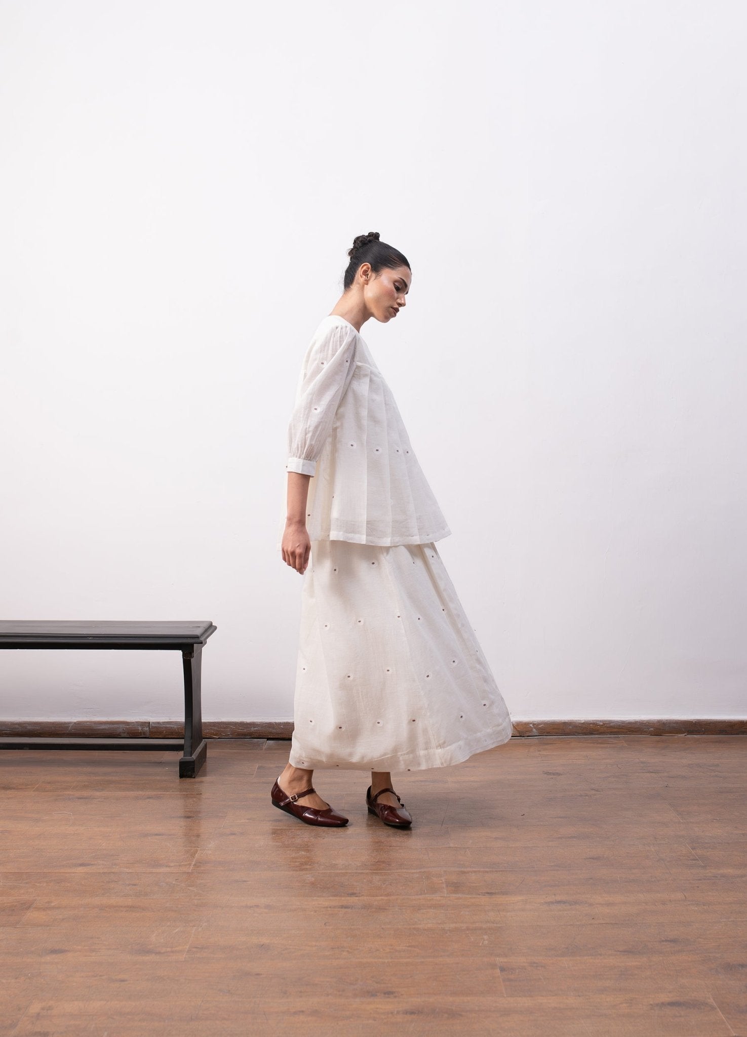 Morisot Jamdani Co - ord - Soft White - CiceroniSkirt SetHiranya